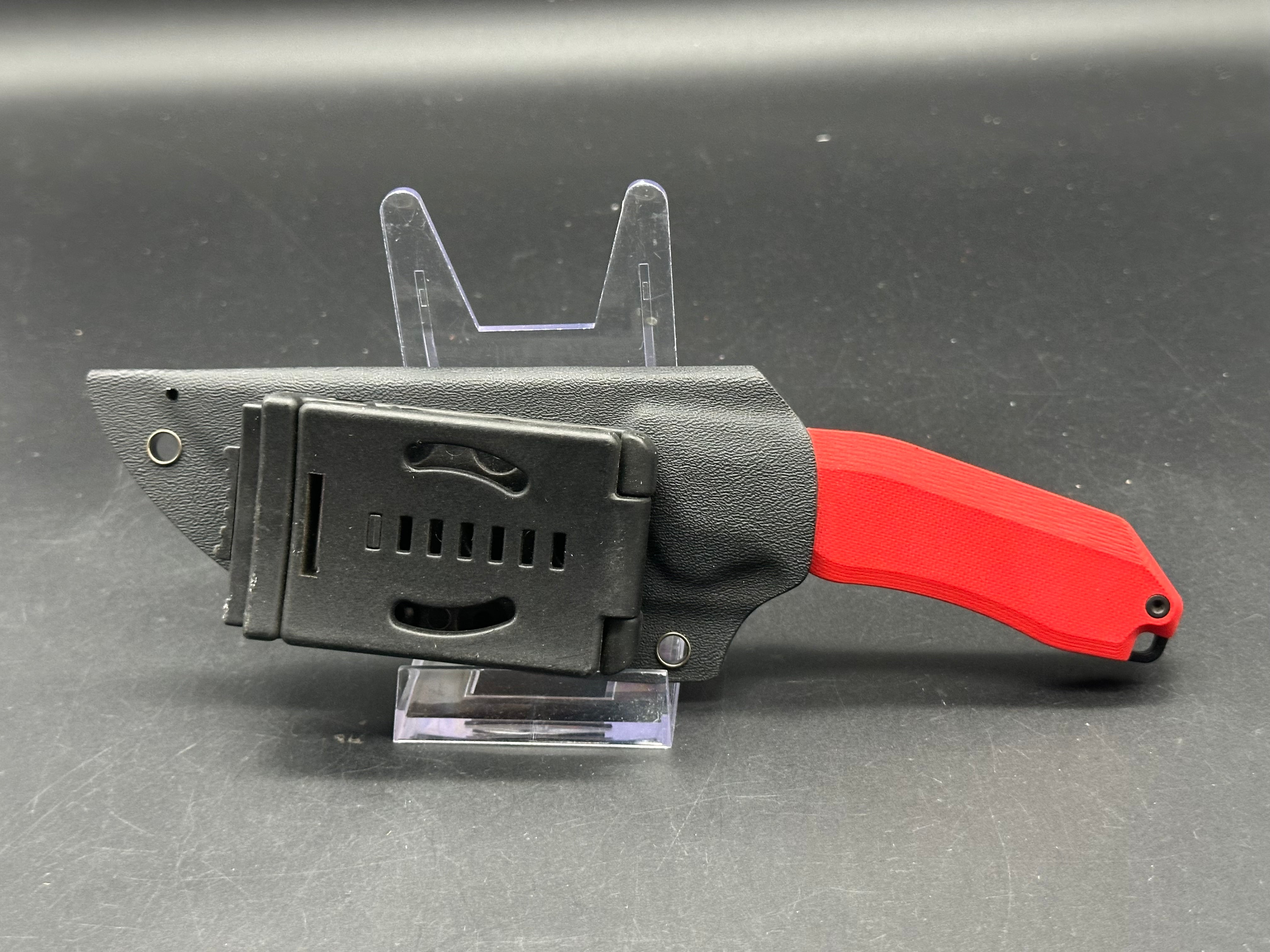 Kubey Basilisk Fixed Blade Knife Red G-10 Handle 4.06'' Blackwashed 14C28N Blade