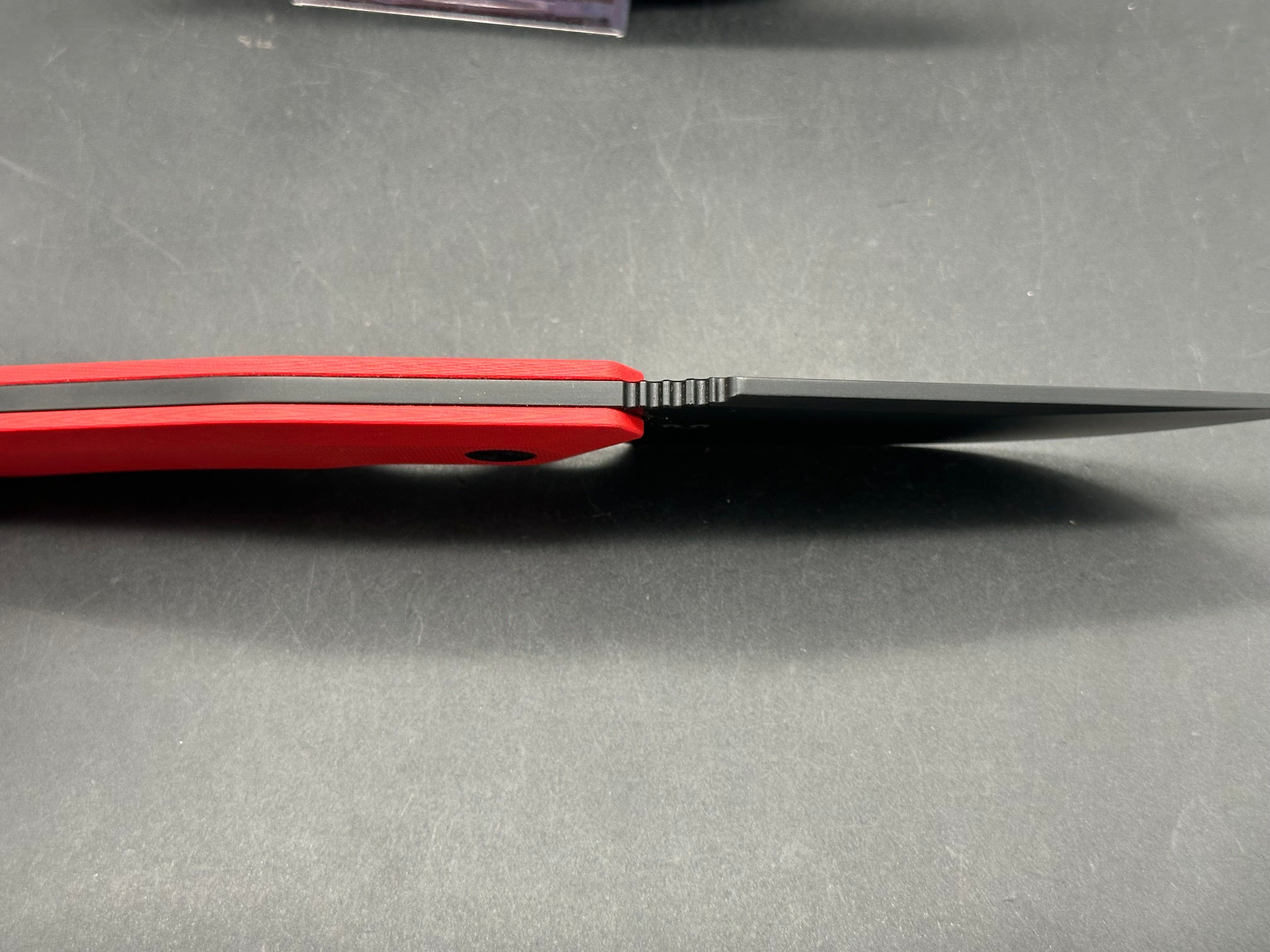 Kubey Basilisk Fixed Blade Knife Red G-10 Handle 4.06'' Blackwashed 14C28N Blade