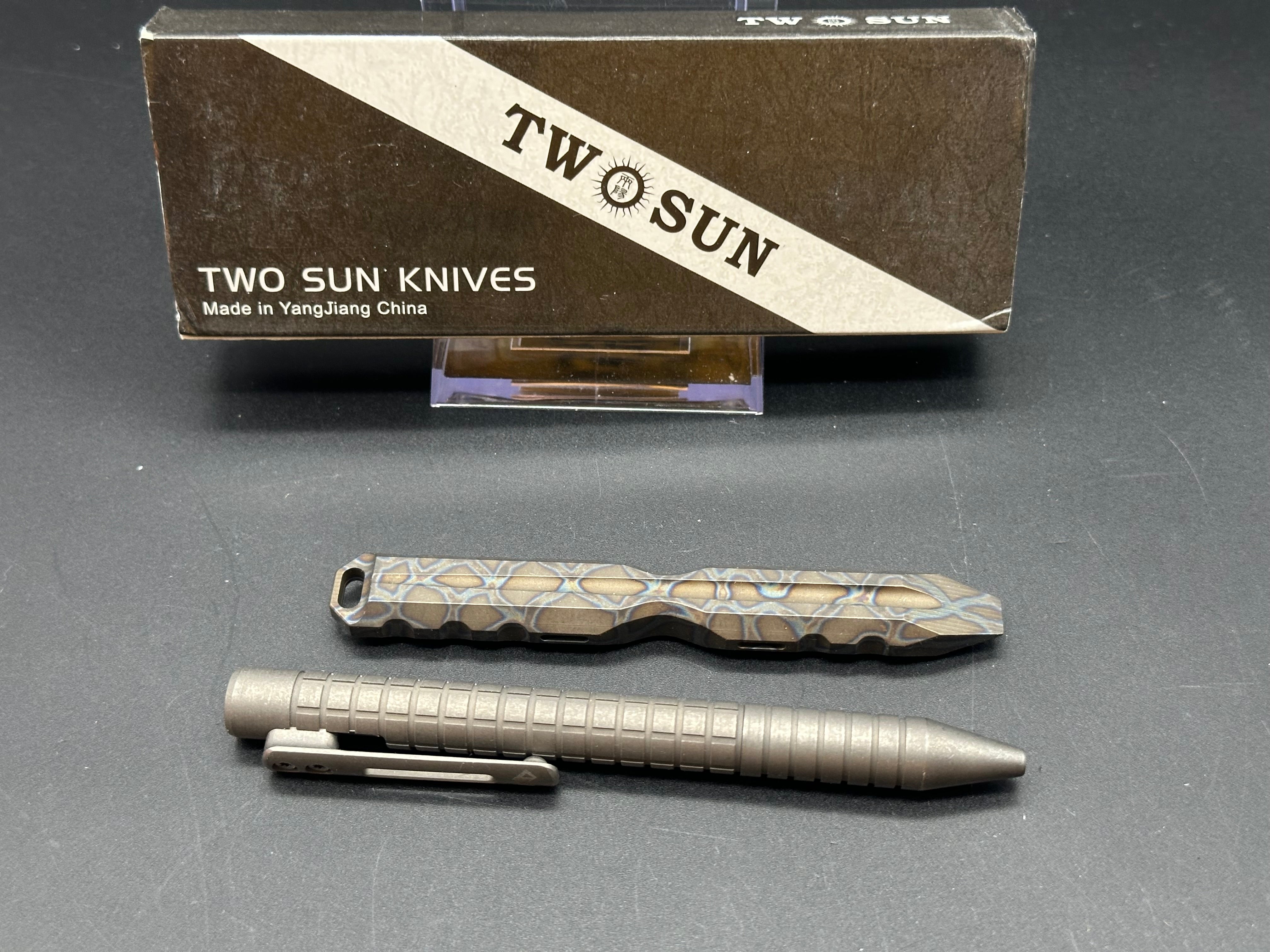 Twosun titanium set Edc pry tool Edc-01-fire and pen pen-30 stonewash