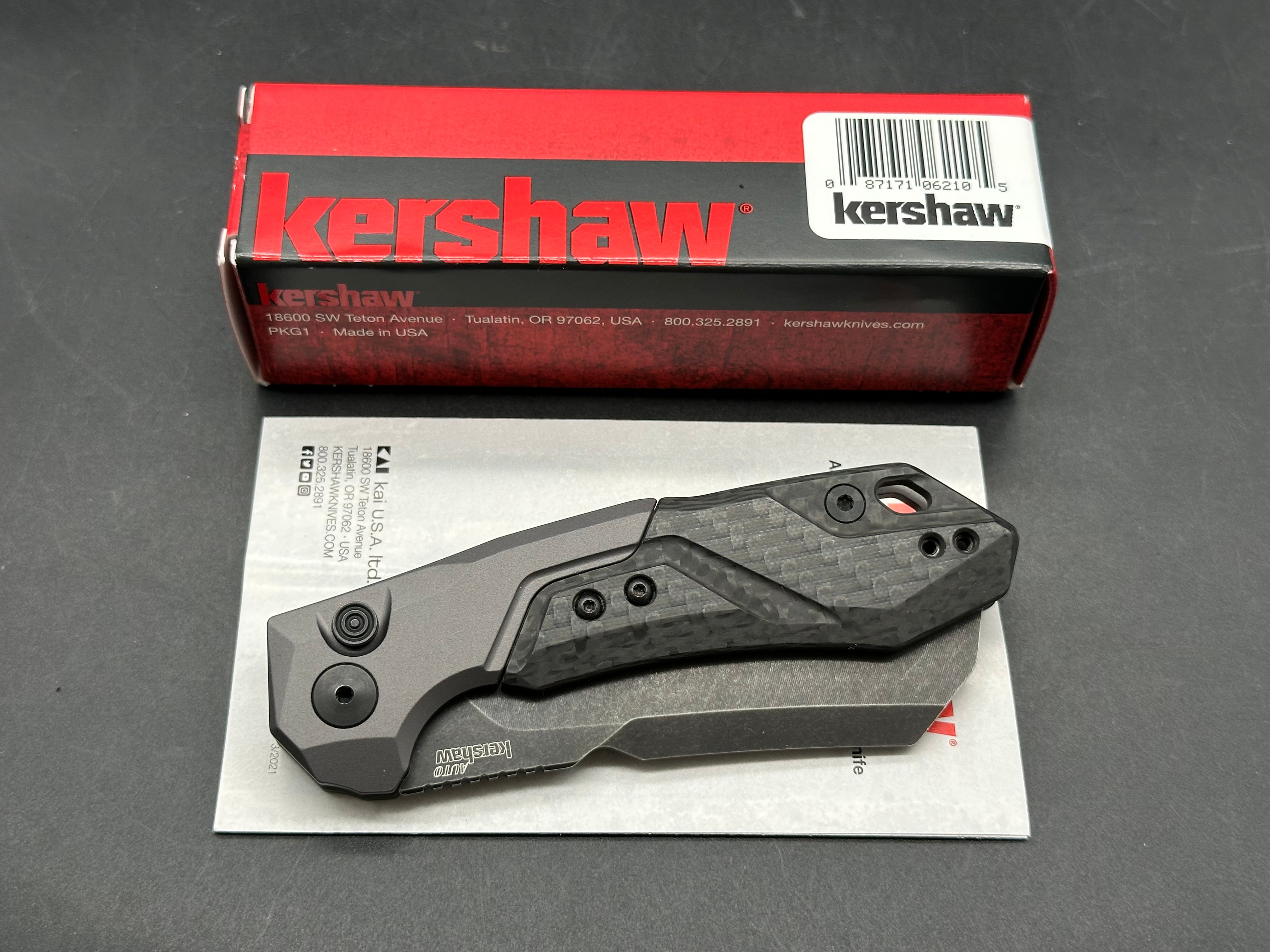 Kershaw Launch 14 Auto Black stonewash CPM154 Grey Aluminum/ Carbon Fiber
