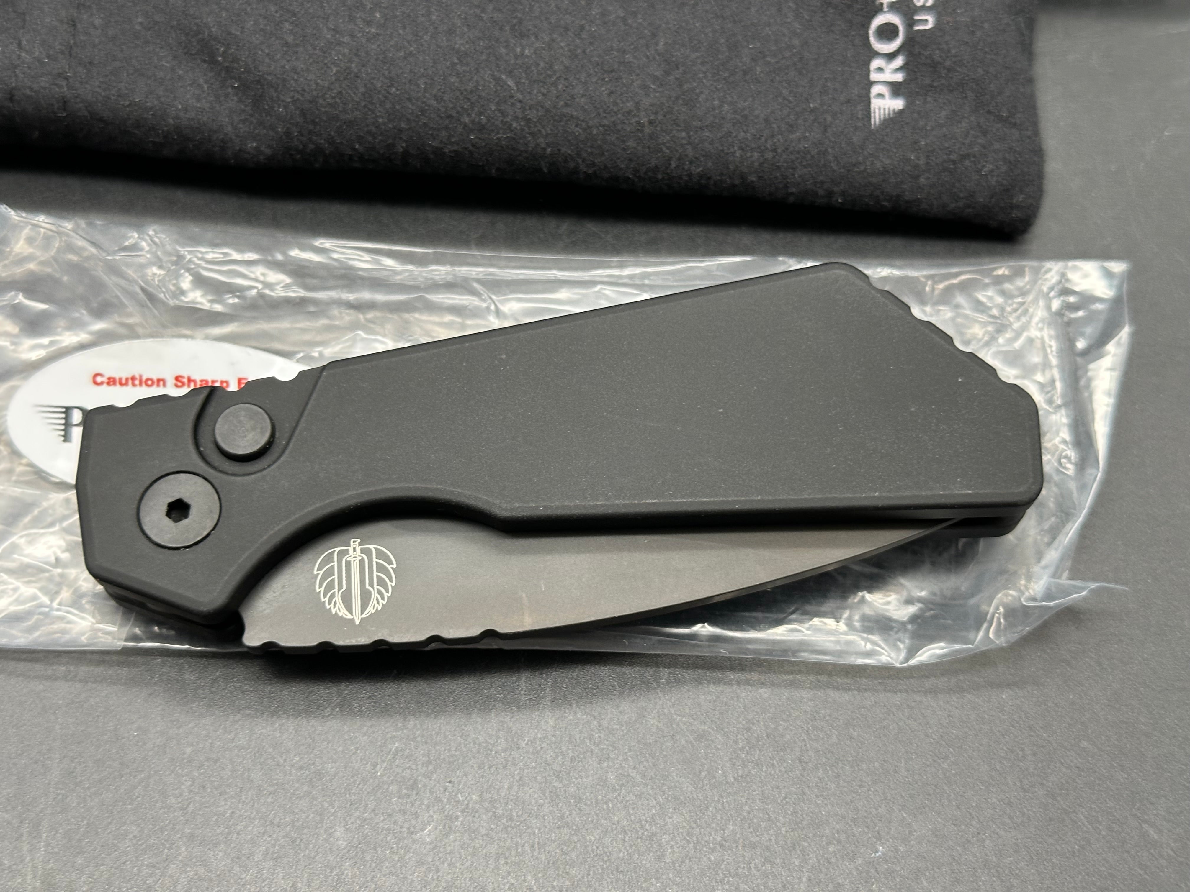 Strider + Pro-Tech PT Automatic Knife Black Aluminum (3" Black) MagnaCut