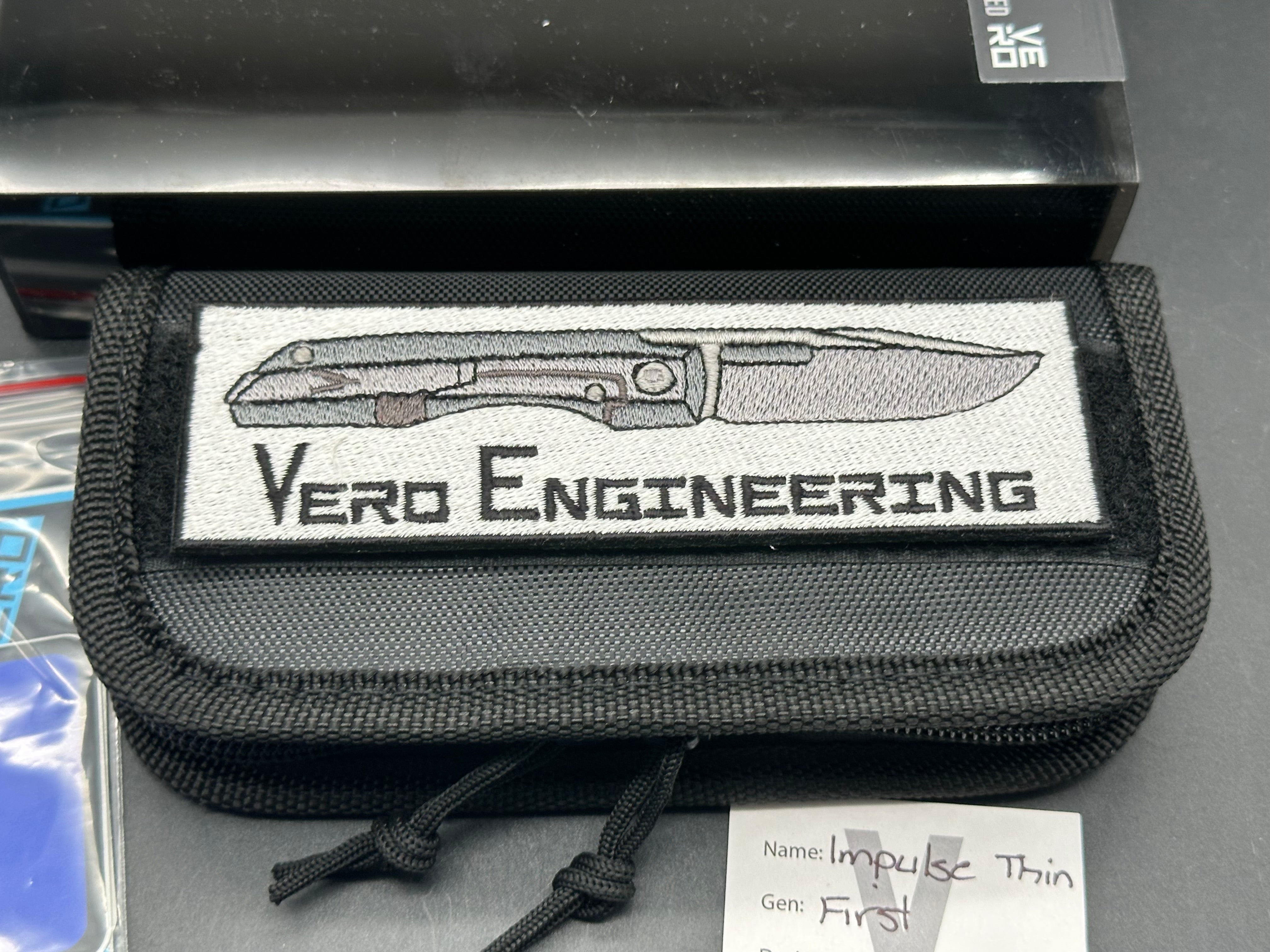 Vero Impulse Thin Drop Point #041, Belt Satin M390 Blade, Stonewashed Ti Handles