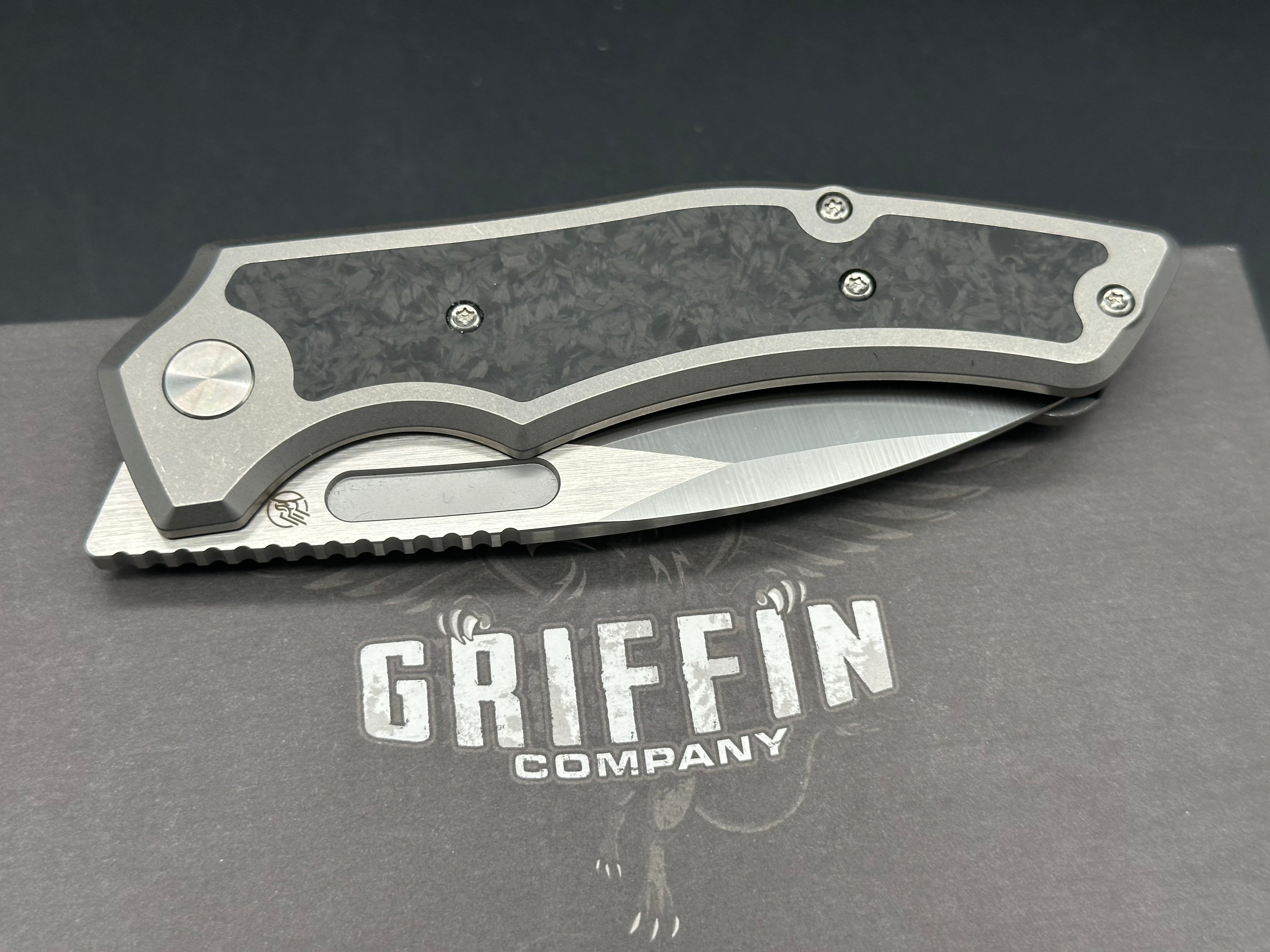Griffin Company Scout F3.5, Belt Satin CPM Magnacut Blade, Stonewashed Ti Handles