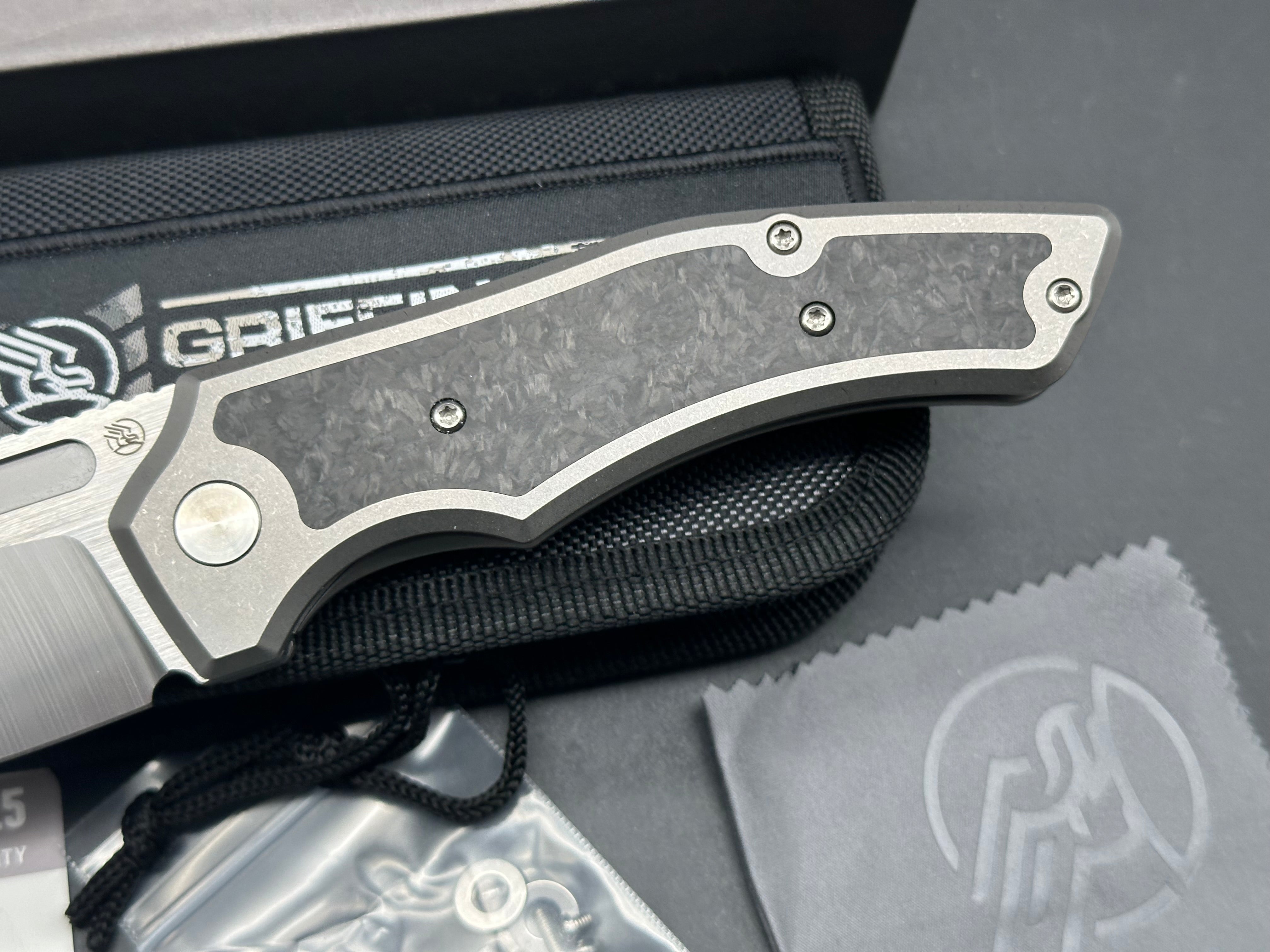 Griffin Company Scout F3.5, Belt Satin CPM Magnacut Blade, Stonewashed Ti Handles