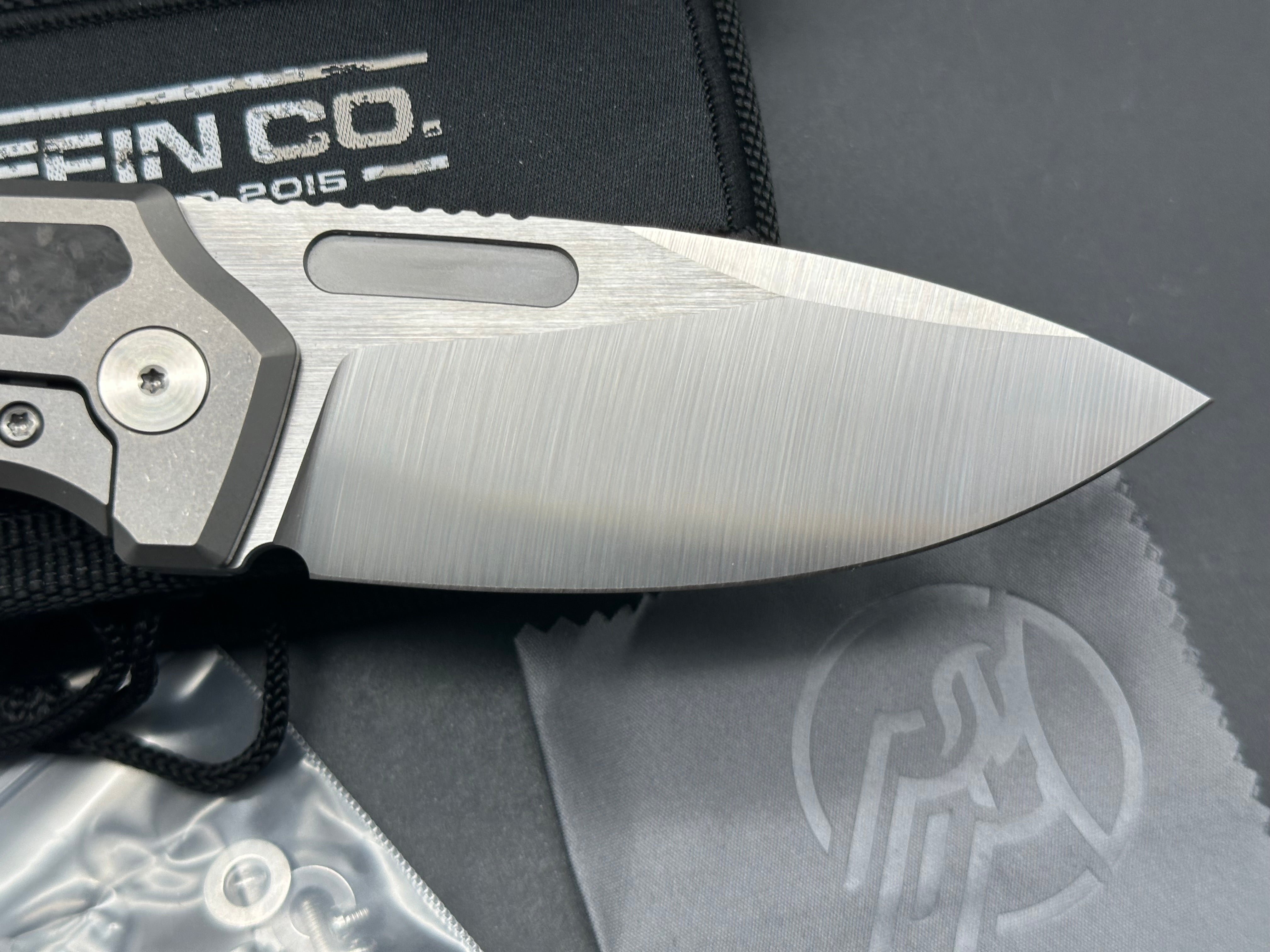 Griffin Company Scout F3.5, Belt Satin CPM Magnacut Blade, Stonewashed Ti Handles