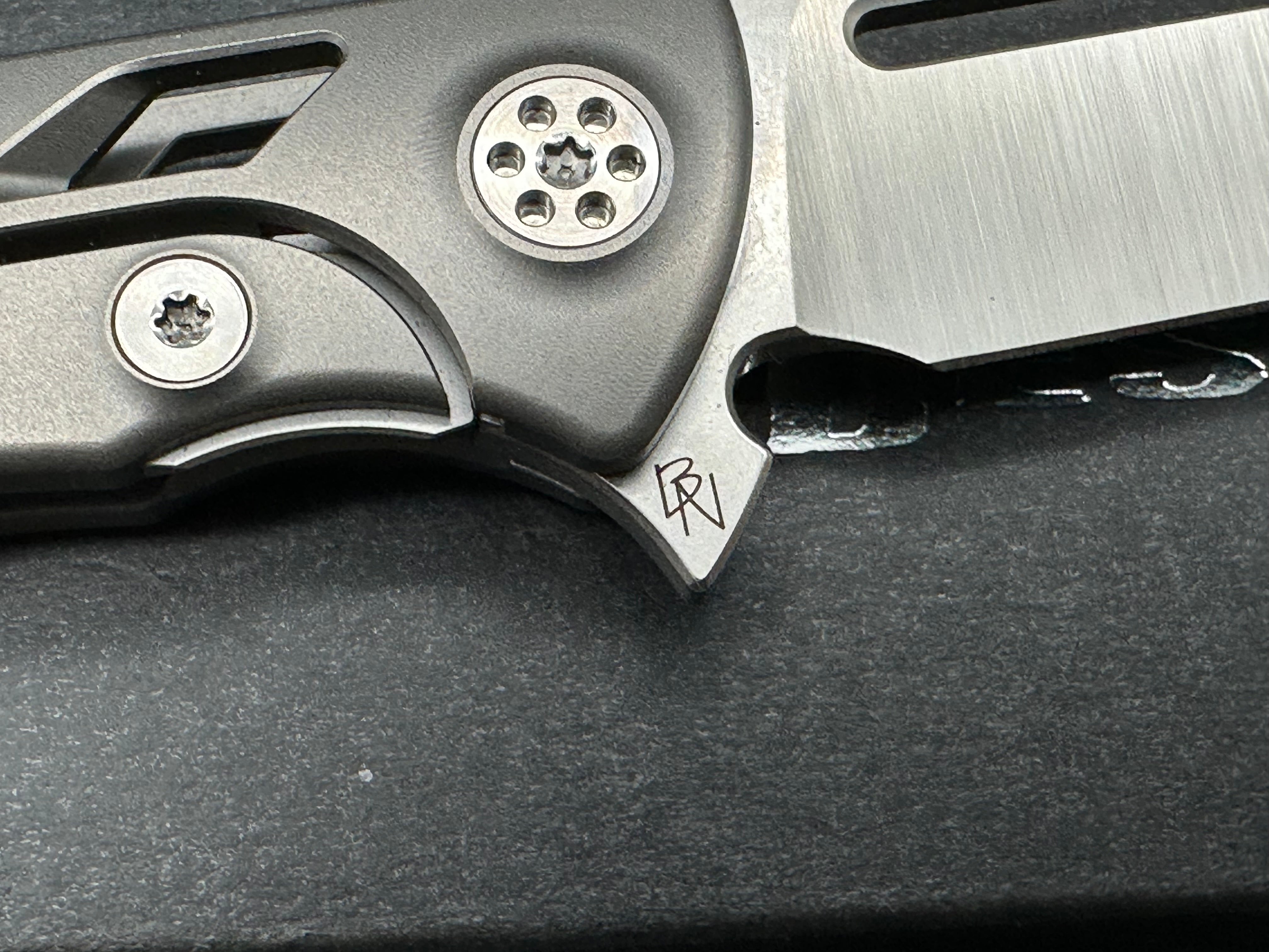 Sharp by Design Micro Evo Typhoon, Belt Satin M390 Blade, Bead Blasted Aspirated Ti Handles