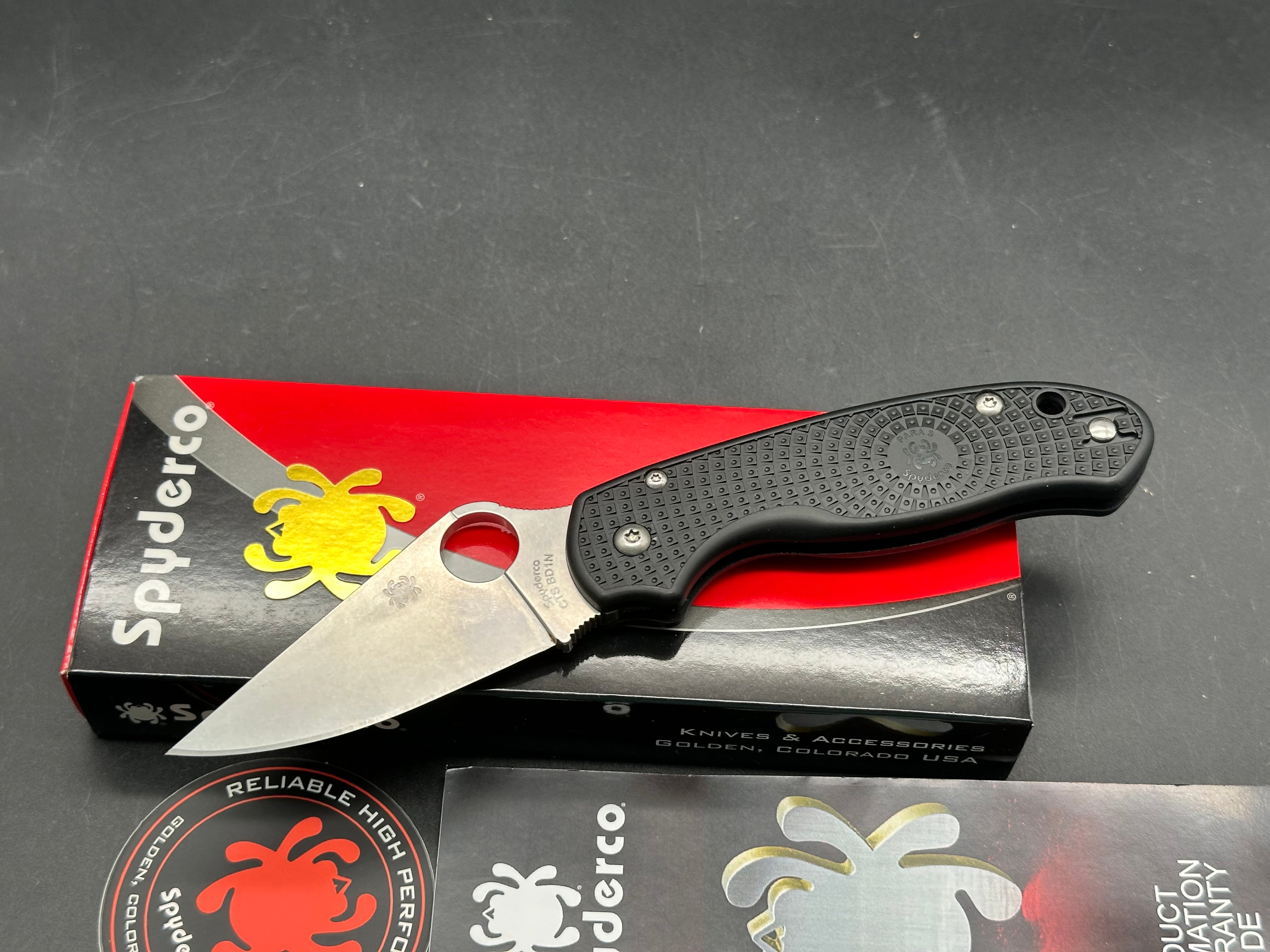 Spyderco Para 3 Lightweight (NEW), 2.93" CPM CTS BD1N Stonewash Blade with Black FRN Scales