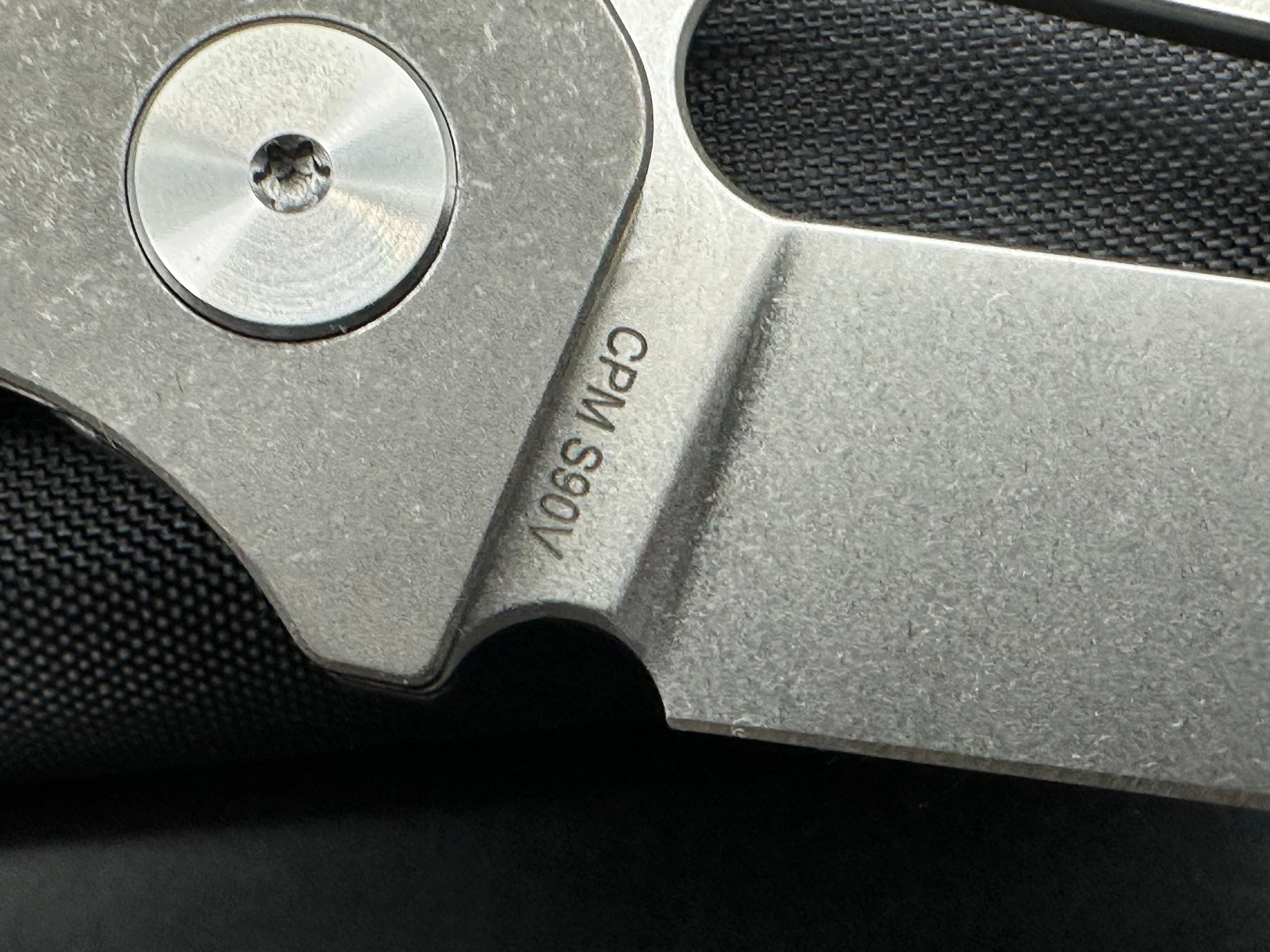 Asher Spiro Ti 3.2" CPM S90V Stonewash Blade with Darkwash Titanium Handle