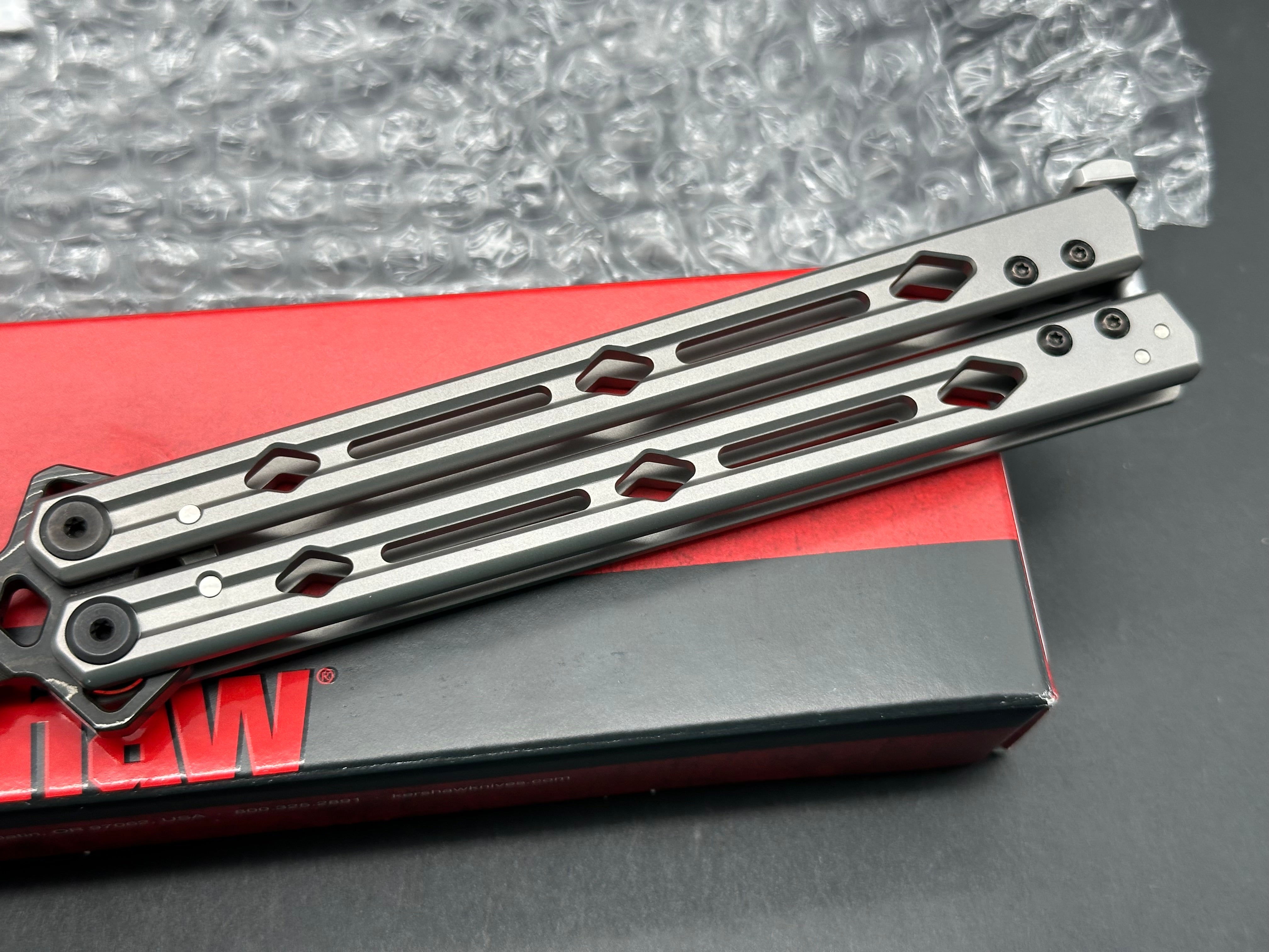 Kershaw Lucha Balisong Butterfly Knife Gray Stainless (4.5" Damascus)