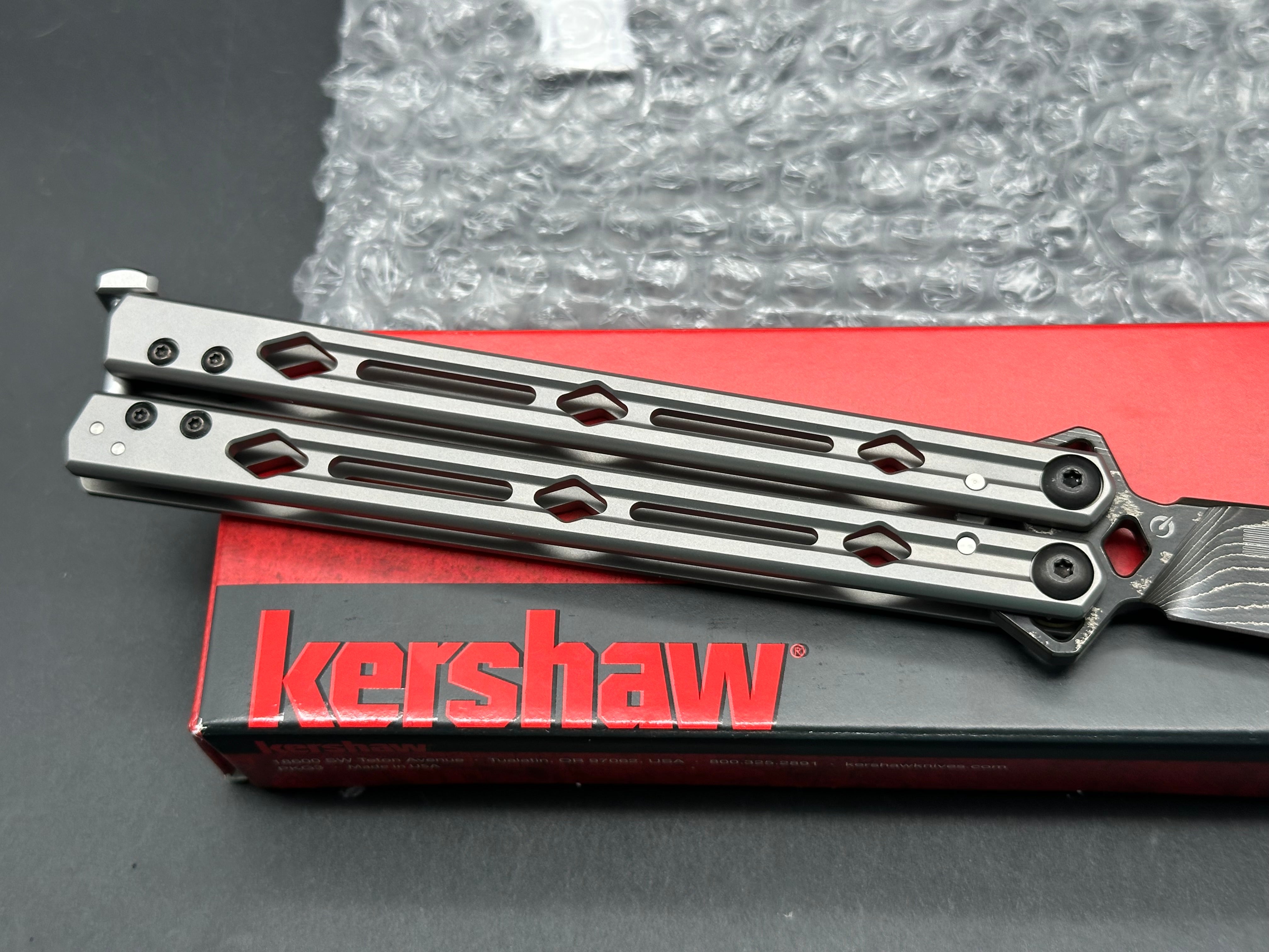 Kershaw Lucha Balisong Butterfly Knife Gray Stainless (4.5" Damascus)