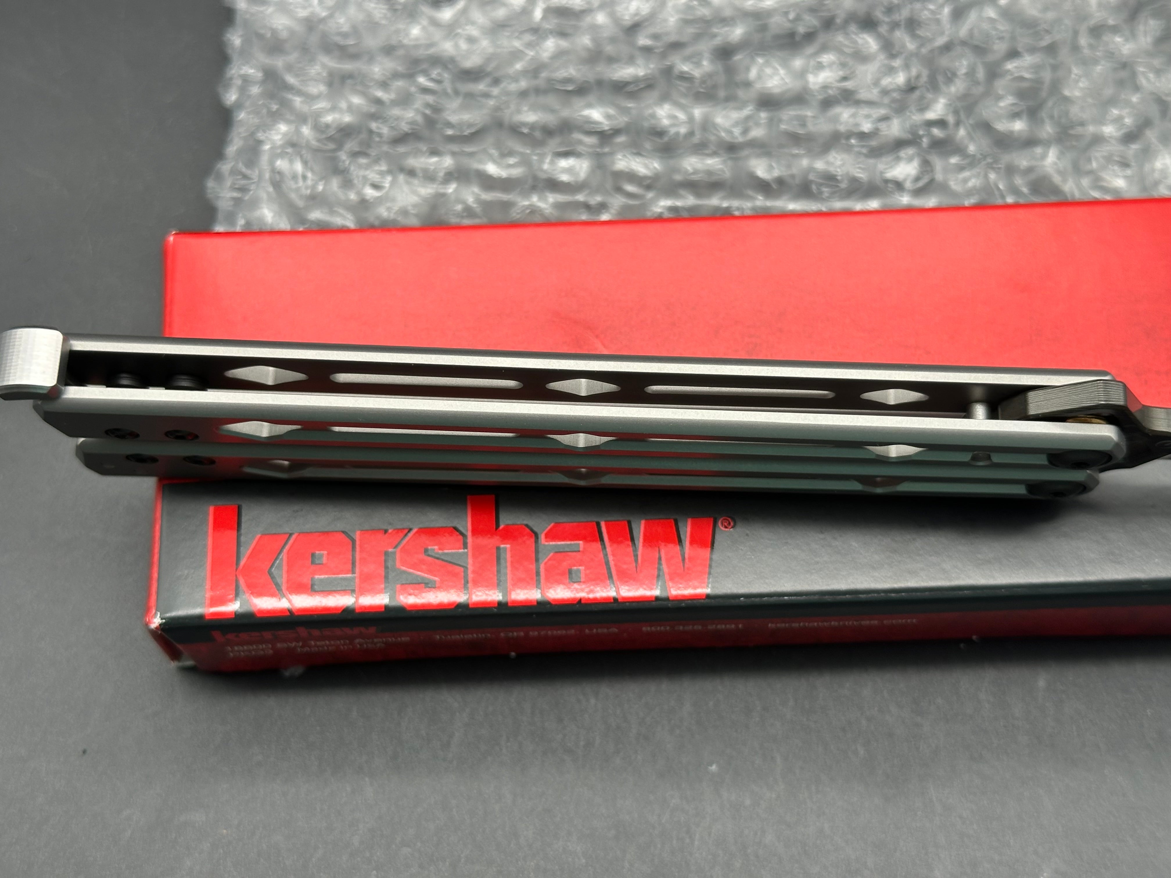 Kershaw Lucha Balisong Butterfly Knife Gray Stainless (4.5" Damascus)