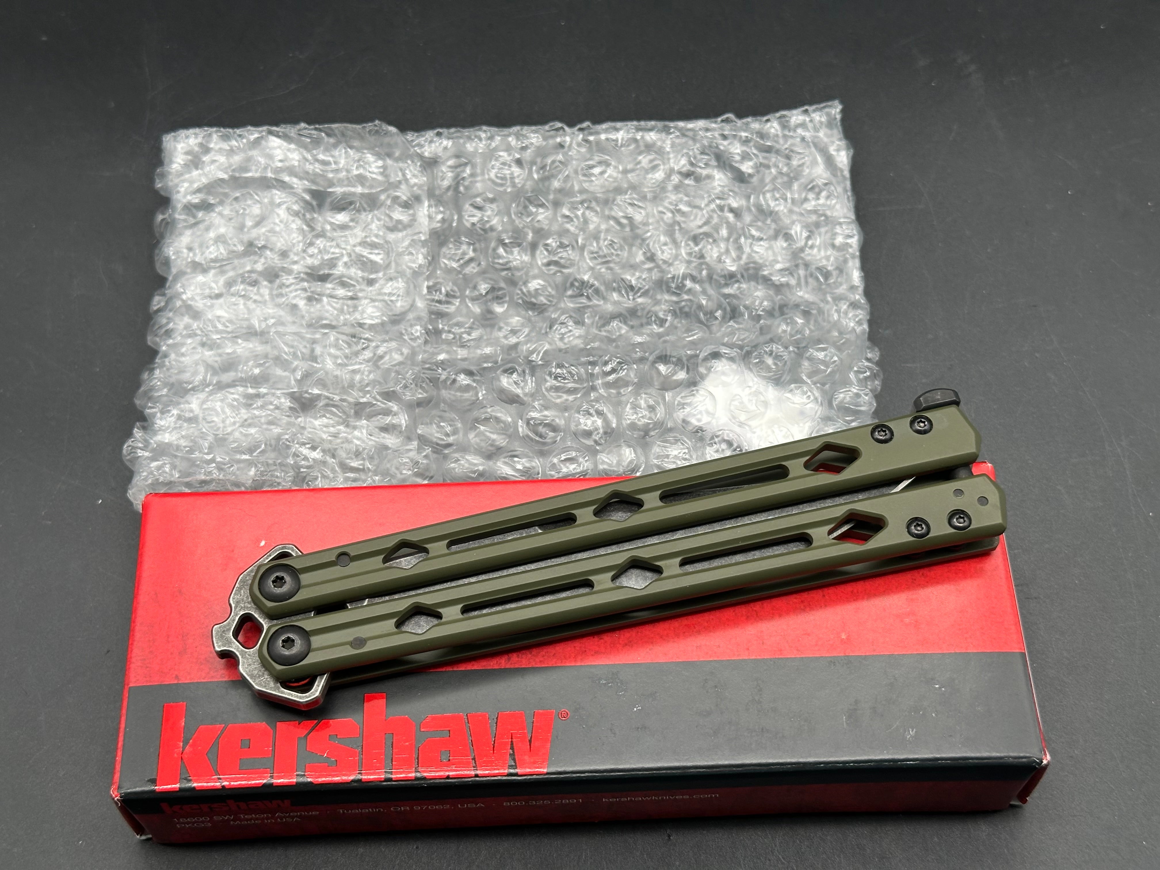 Kershaw Lucha Balisong Butterfly Knife OD Green (4.5" Blackwash)