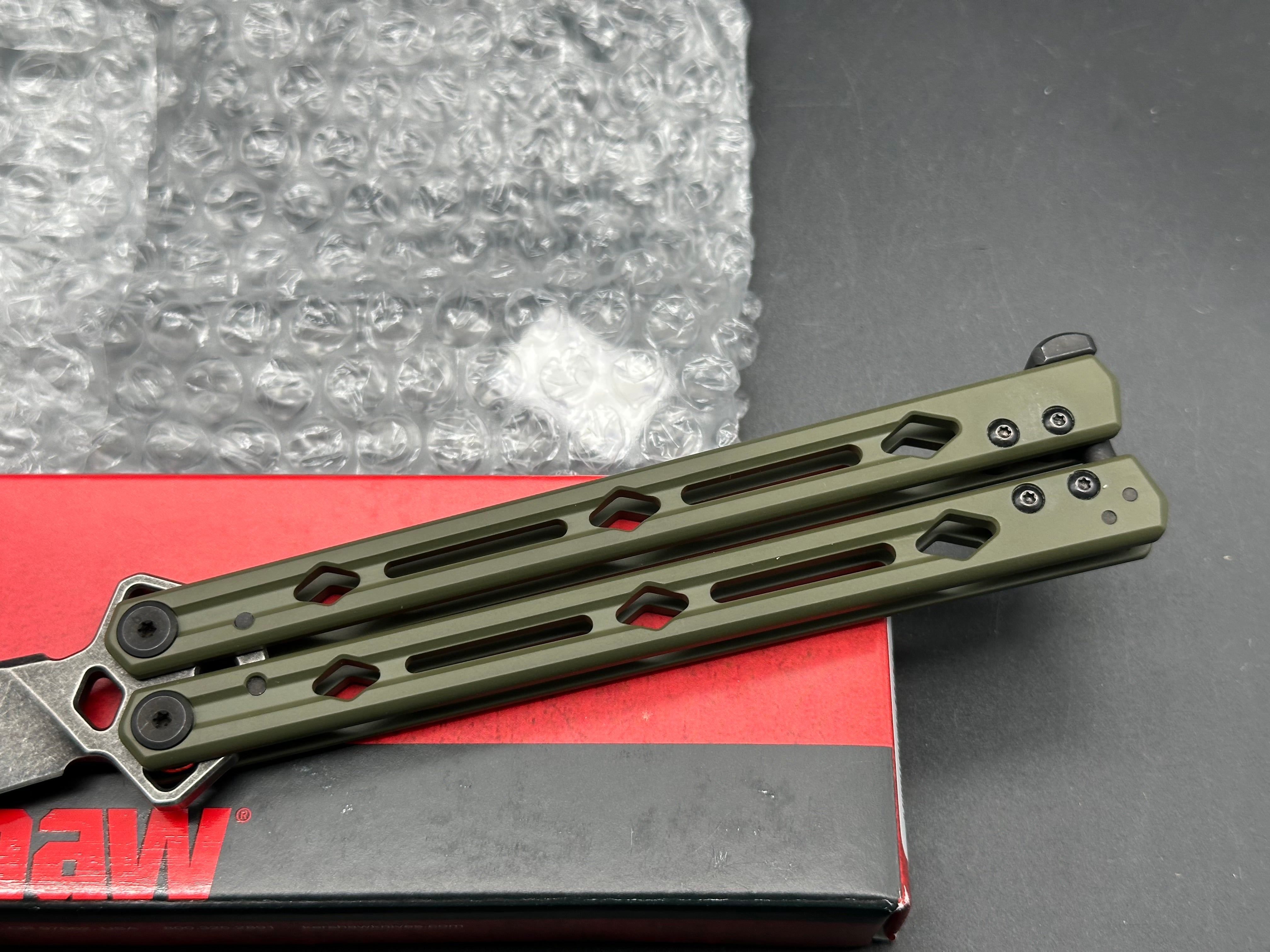 Kershaw Lucha Balisong Butterfly Knife OD Green (4.5" Blackwash)
