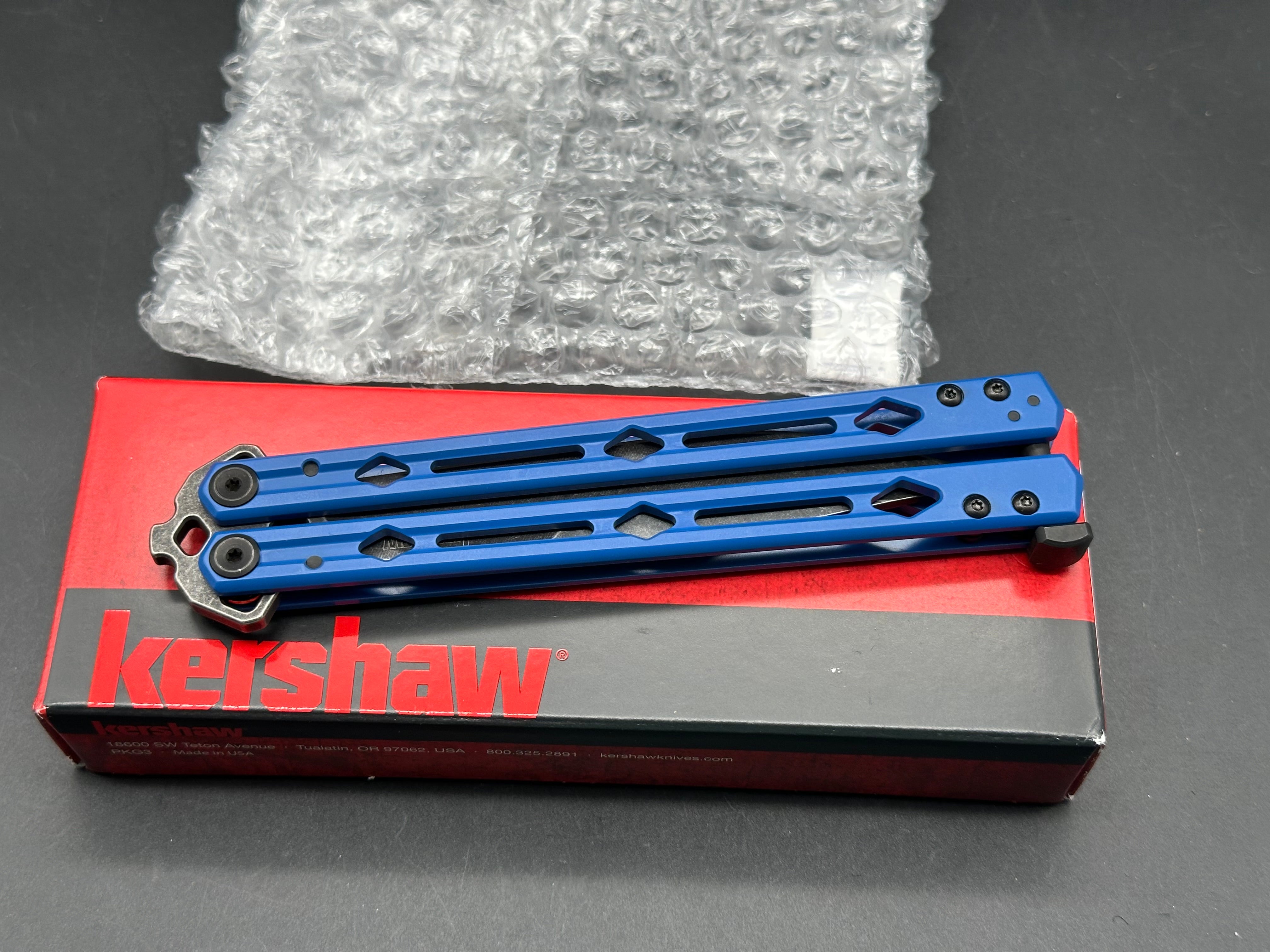 Kershaw Lucha Balisong Butterfly Knife Blue (4.5" Blackwash)