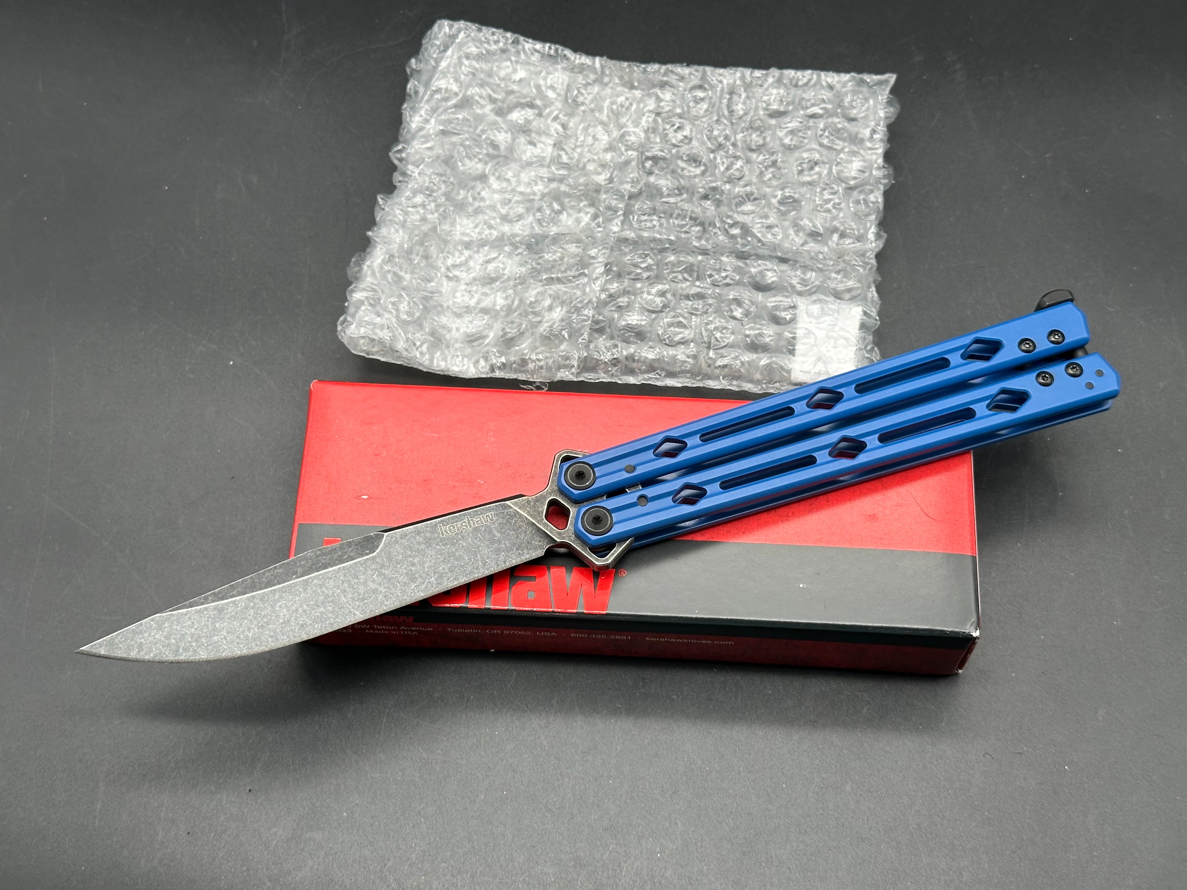 Kershaw Lucha Balisong Butterfly Knife Blue (4.5" Blackwash)