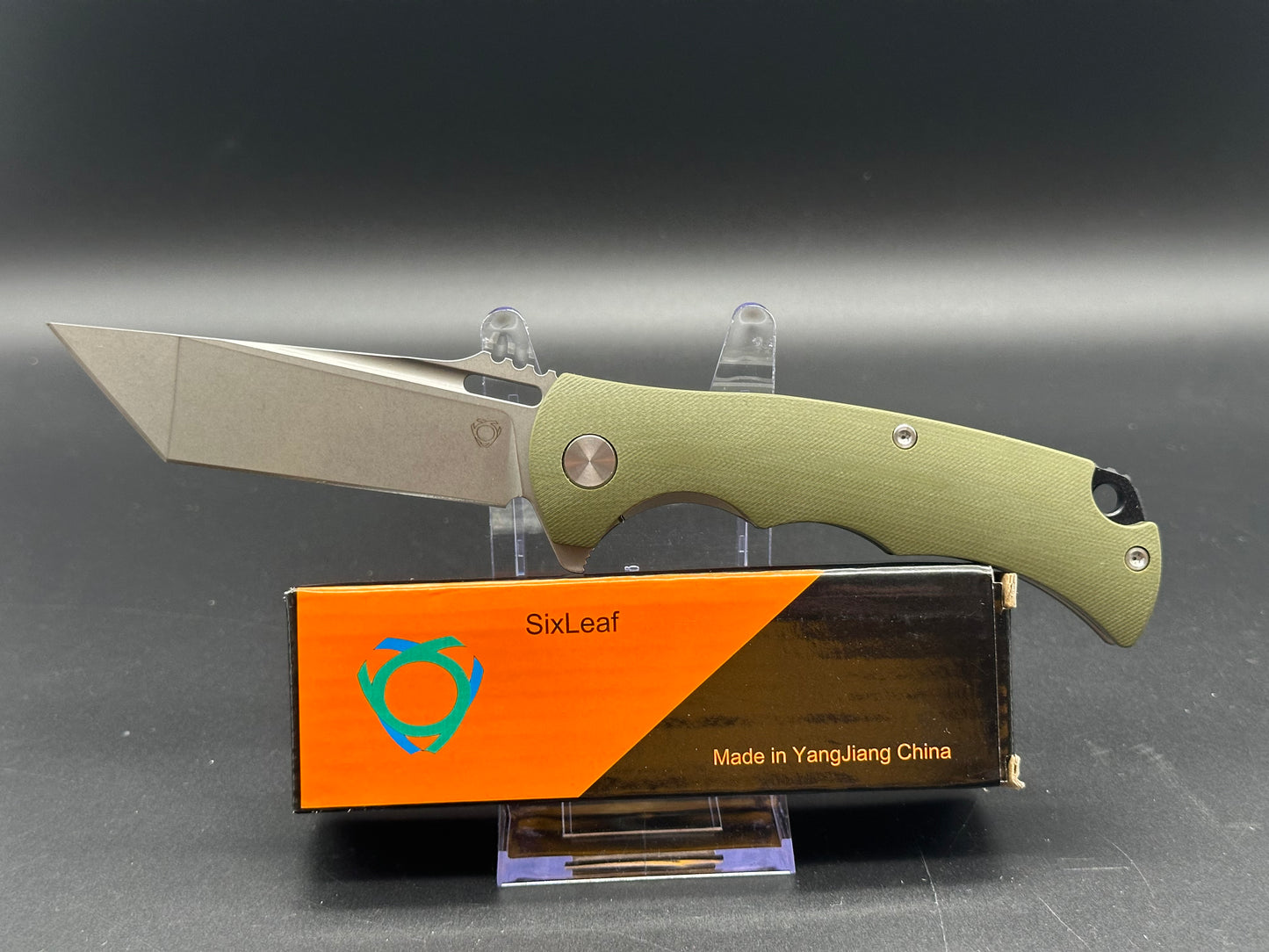 SIXLEAF FOLDING KNIFE GREEN G10 HANDLE D2 PLAIN EDGE SL-01