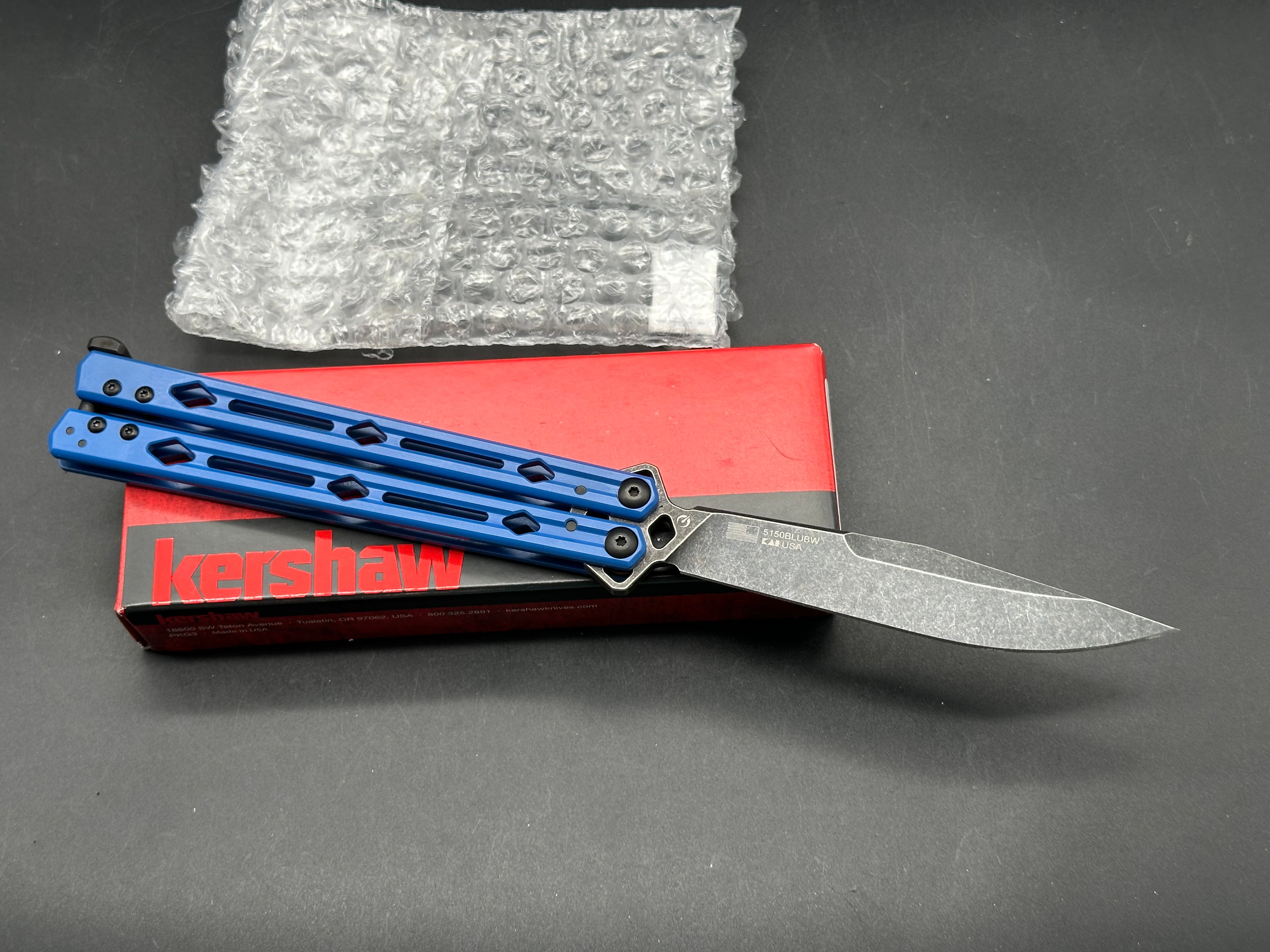 Kershaw Lucha Balisong Butterfly Knife Blue (4.5" Blackwash)