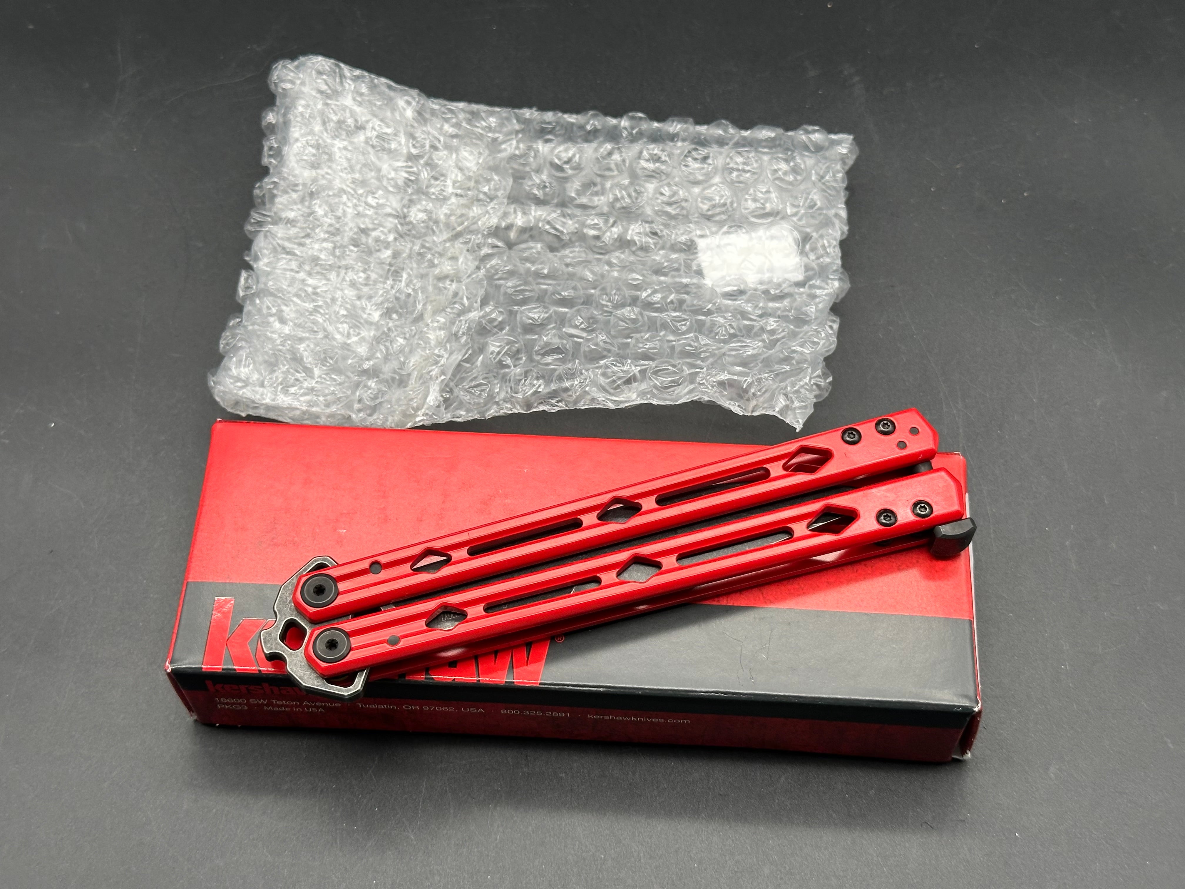 Kershaw Lucha Balisong Butterfly Knife Red (4.5" Blackwash)