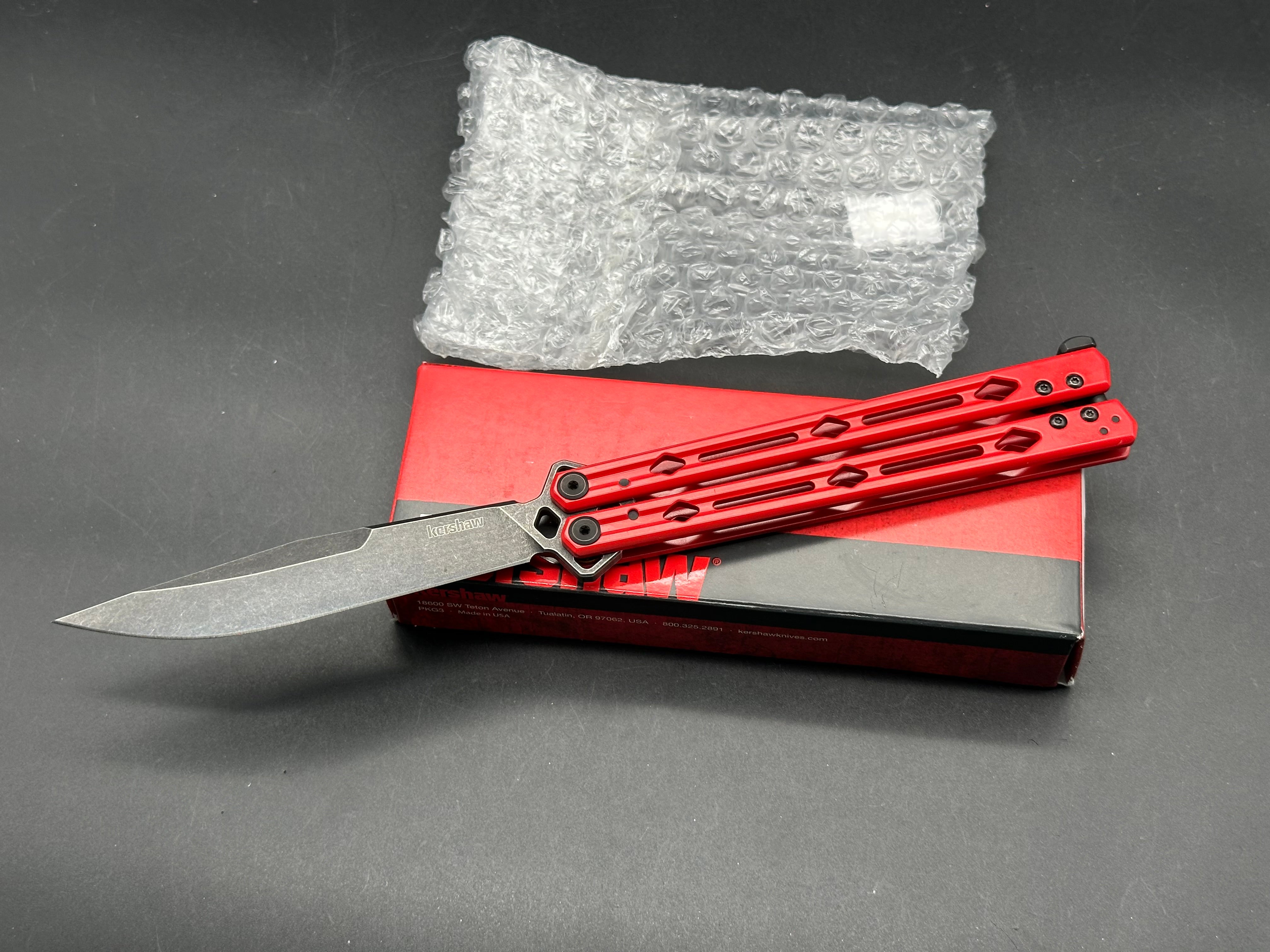 Kershaw Lucha Balisong Butterfly Knife Red (4.5" Blackwash)