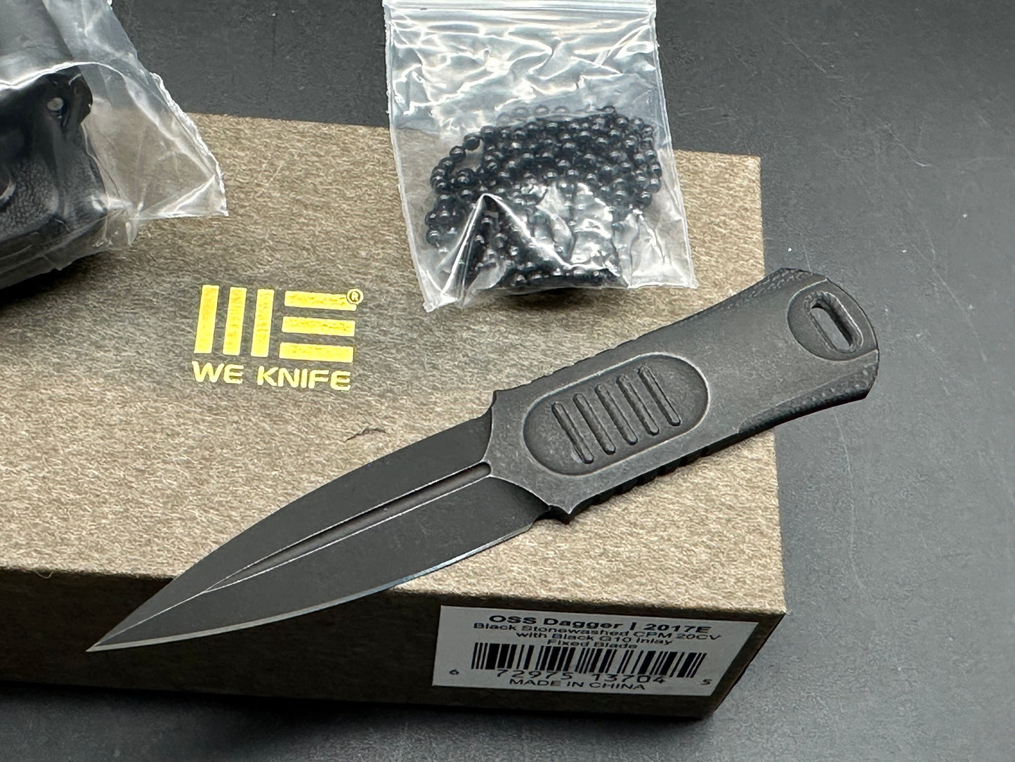 WE OSS Dagger 2017E G10 Inlay 20CV Black Washed