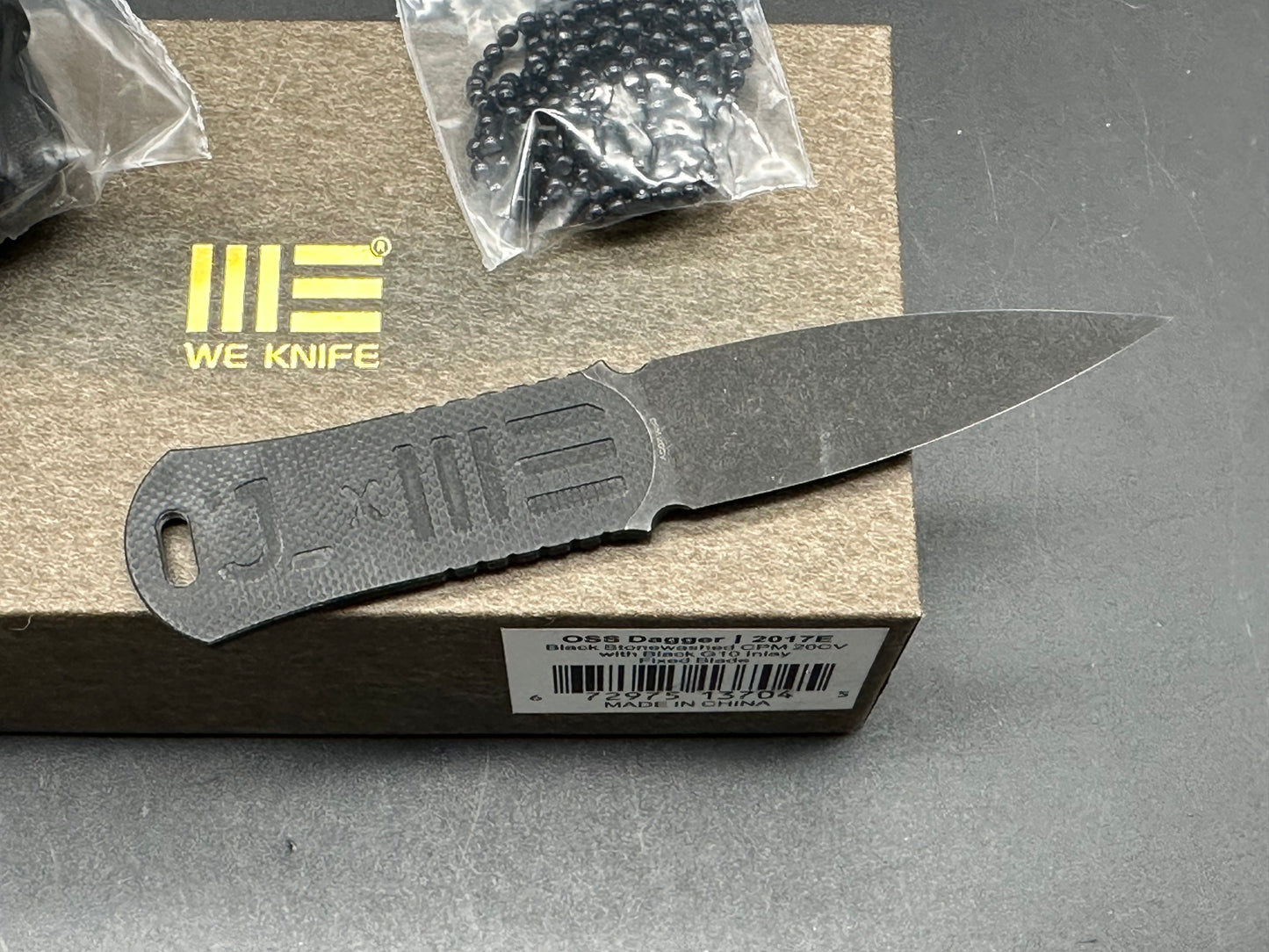 WE OSS Dagger 2017E G10 Inlay 20CV Black Washed