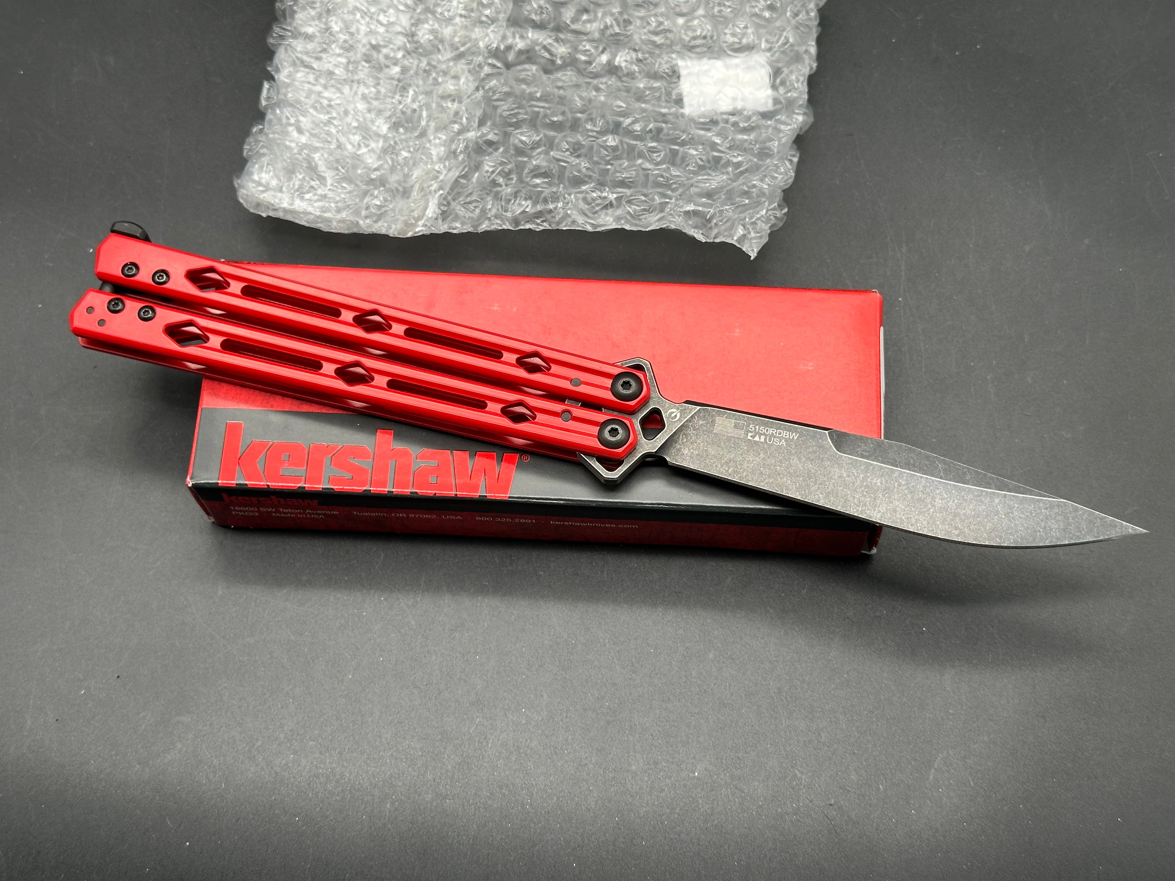 Kershaw Lucha Balisong Butterfly Knife Red (4.5" Blackwash)