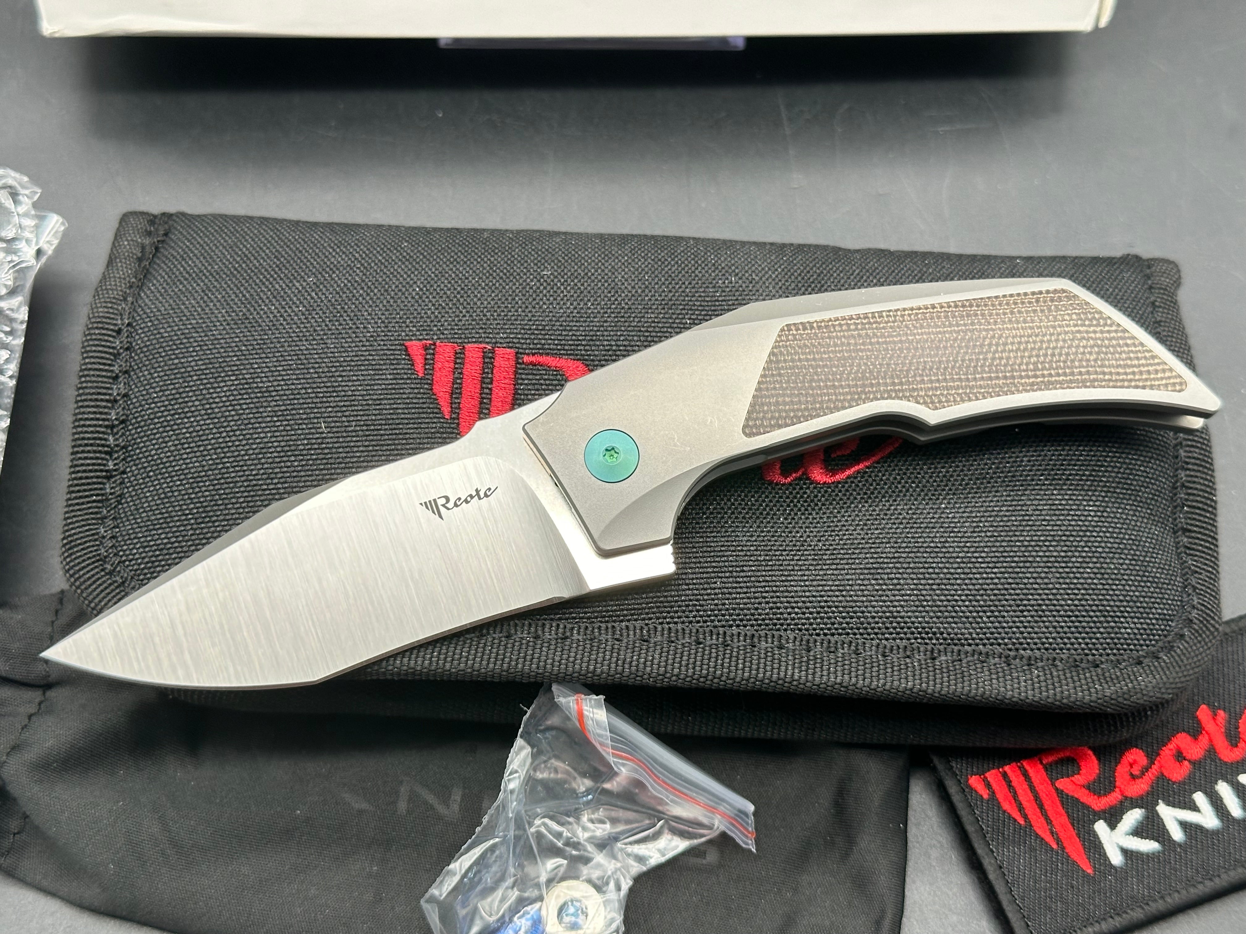 Reate T3000 Brown Micarta Green Pivot/Screws M390