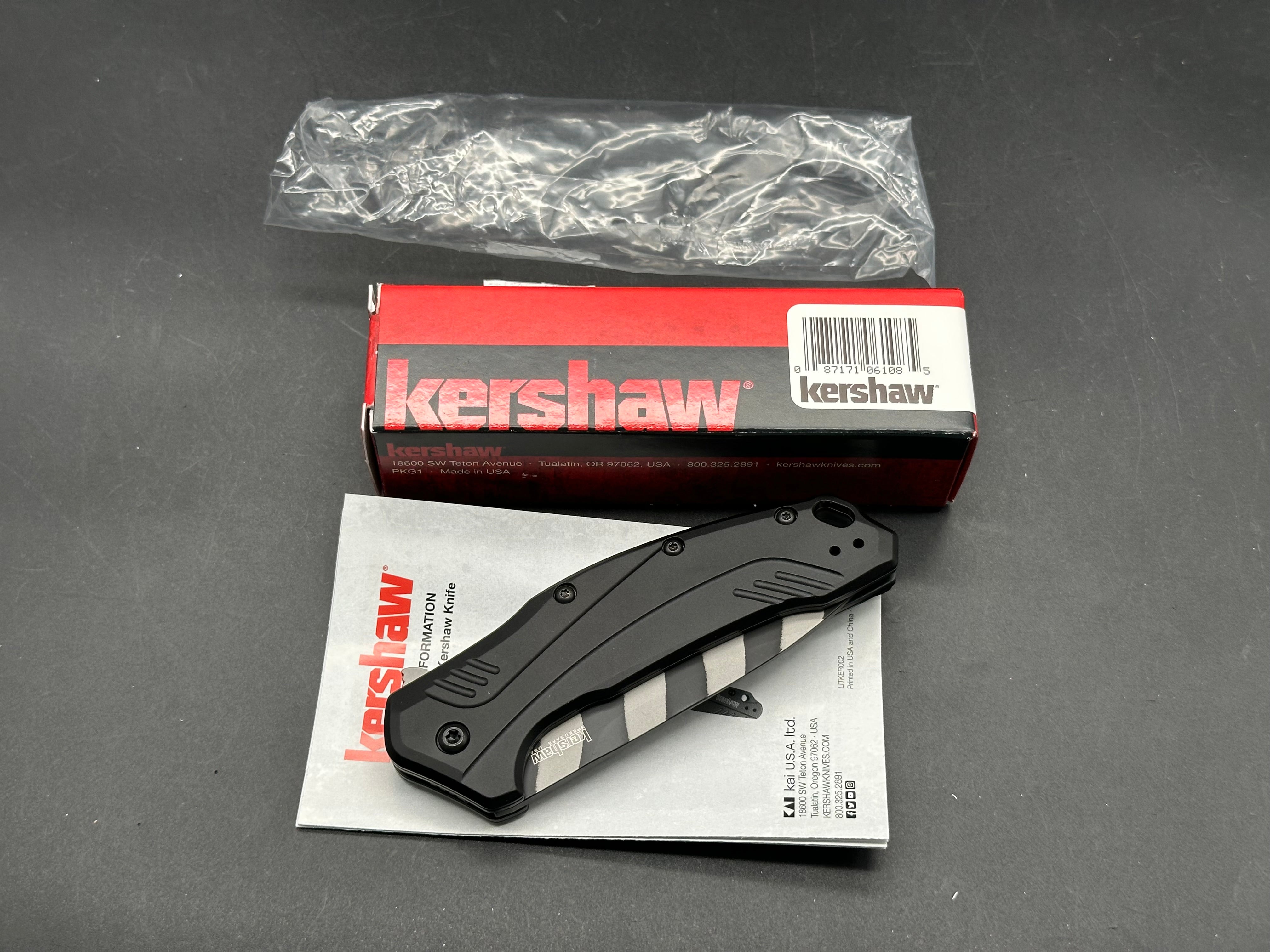 Kershaw Link Drop Point Spring Assisted Knife GFN (3.25" Tiger Stripe 20CV)