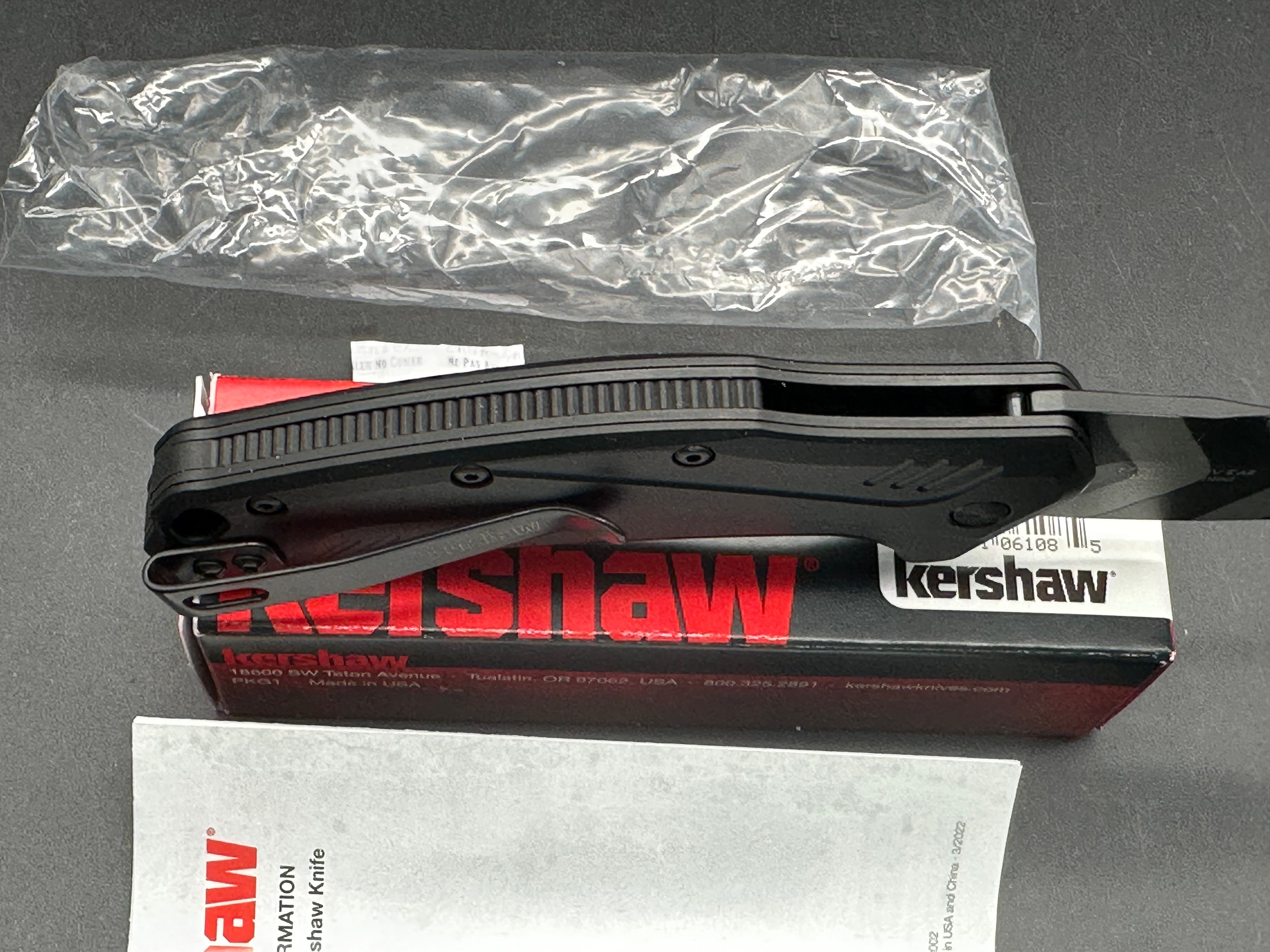 Kershaw Link Drop Point Spring Assisted Knife GFN (3.25" Tiger Stripe 20CV)