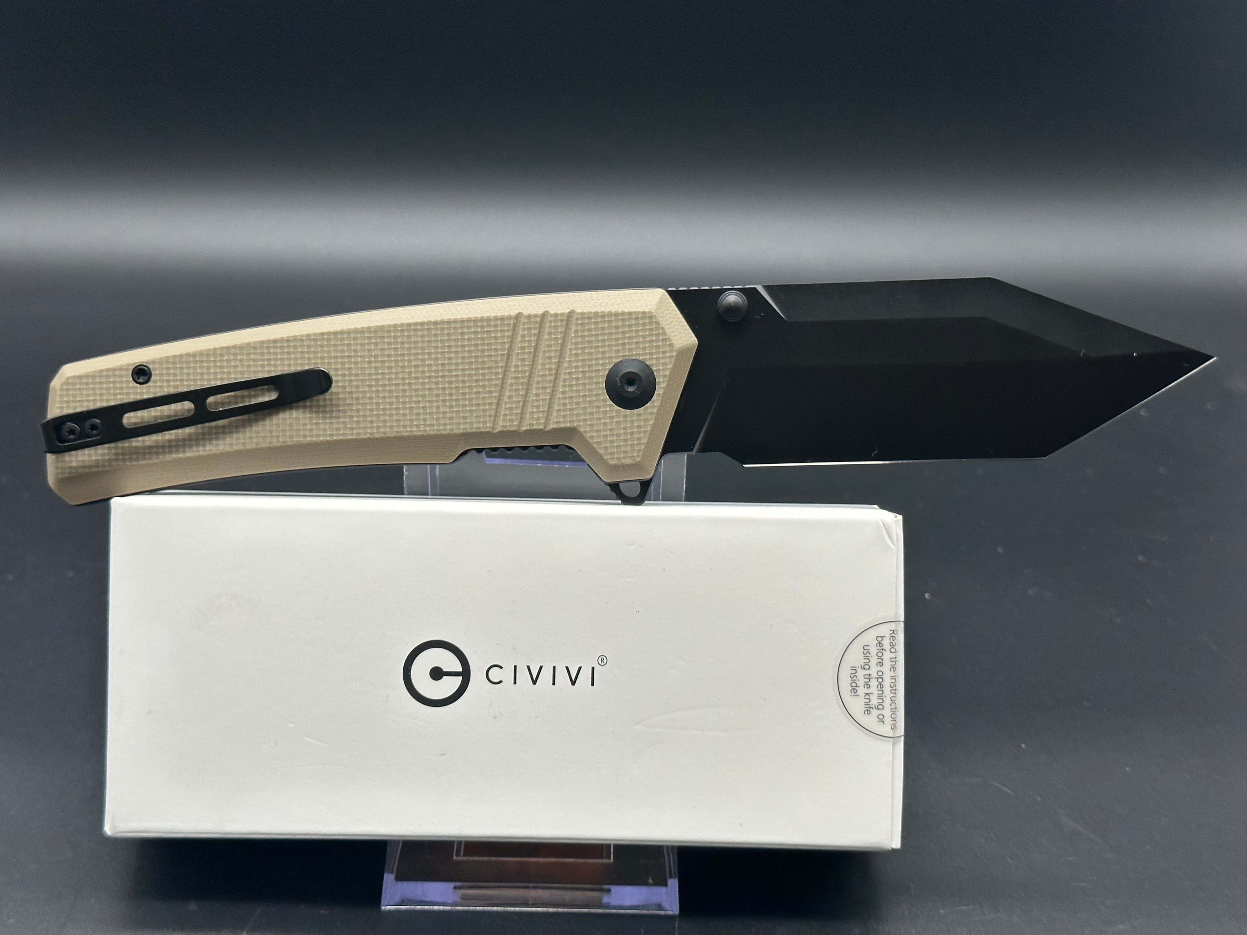 CIVIVI BHALTAIR FOLDING KNIFE TAN COARSE G10 HANDLE 14C28N