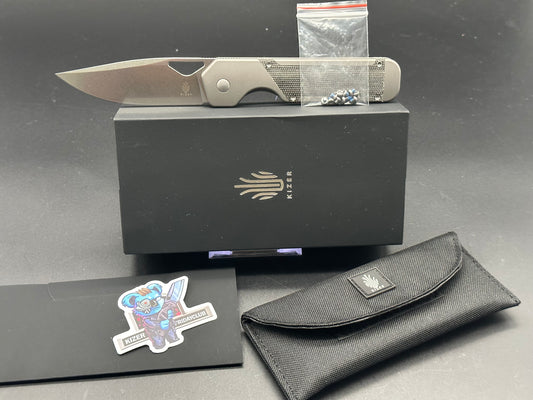 KIZER MILITAW POCKET KNIFE JONATHAN STYLE TITANIUM & MICARTA