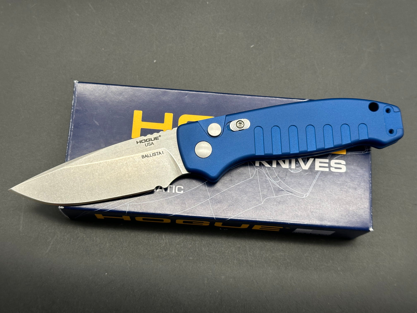 Hogue Ballista Drop Point Automatic Knife Matte Blue