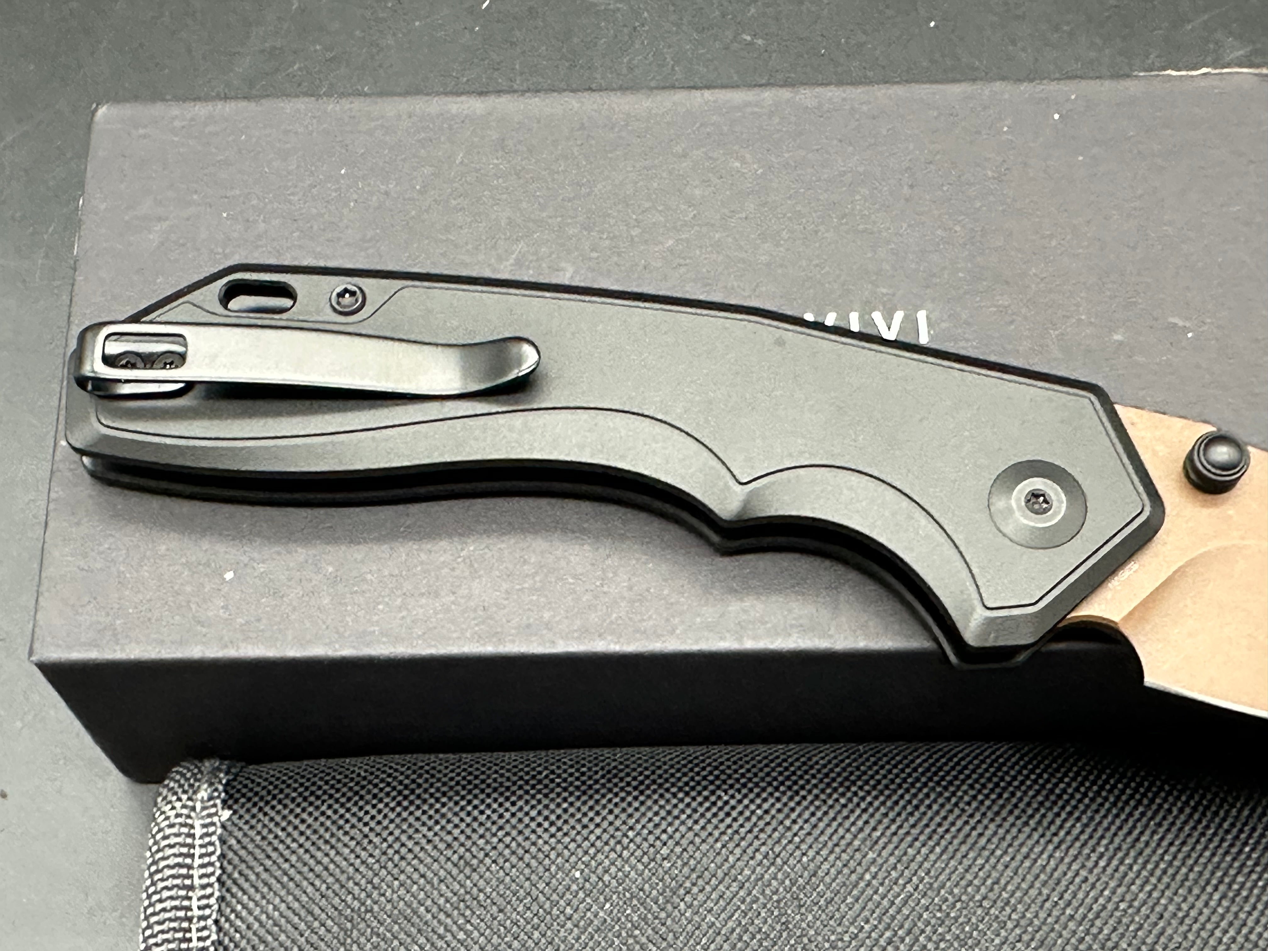 CIVIVI ELITE BROVA BLACK ALUMINUM HANDLE S35VN CLIP POINT PLAIN EDGE DARK BROWN