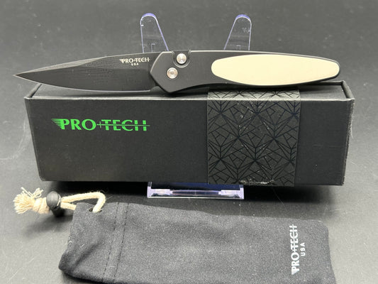 ProTech Newport Tuxedo Automatic Knife Black/Ivory Micarta (3" Black)