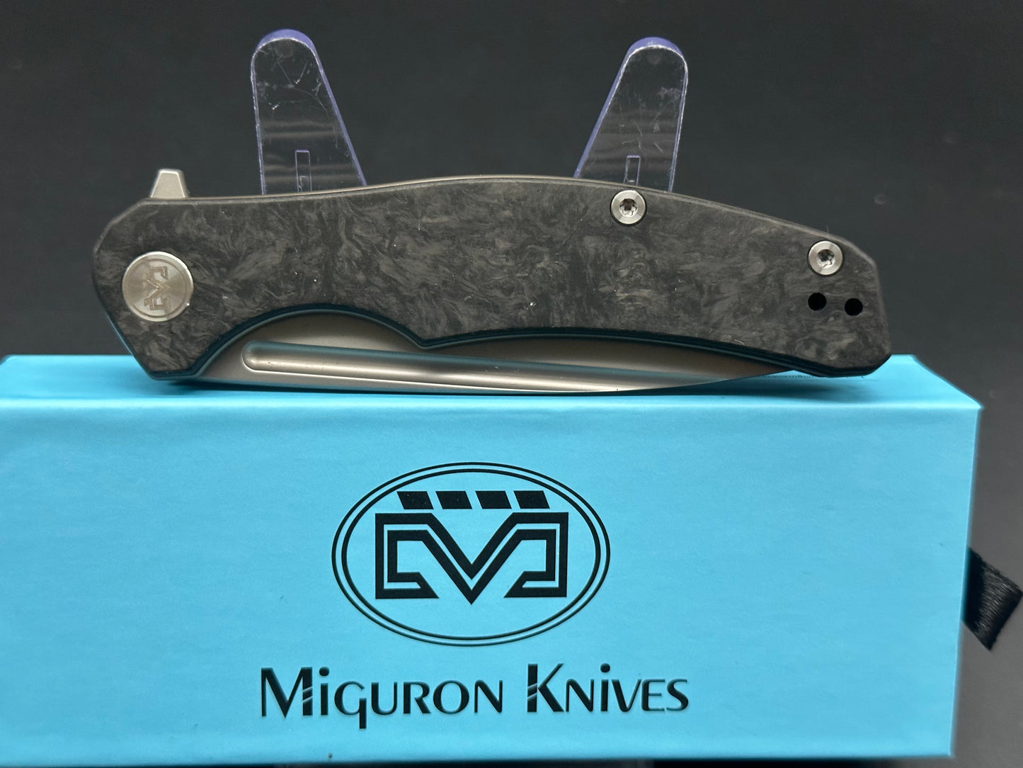 MIGURON KNIVES VELONA FLIPPER FOLDING KNIFE M390 SANDBLASTED BLADE CARBON FIBER