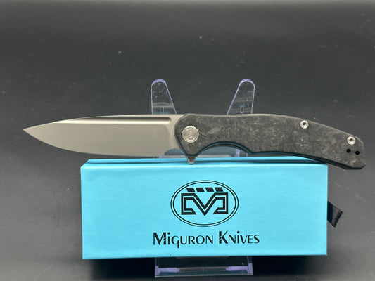 MIGURON KNIVES VELONA FLIPPER FOLDING KNIFE M390 SANDBLASTED BLADE CARBON FIBER