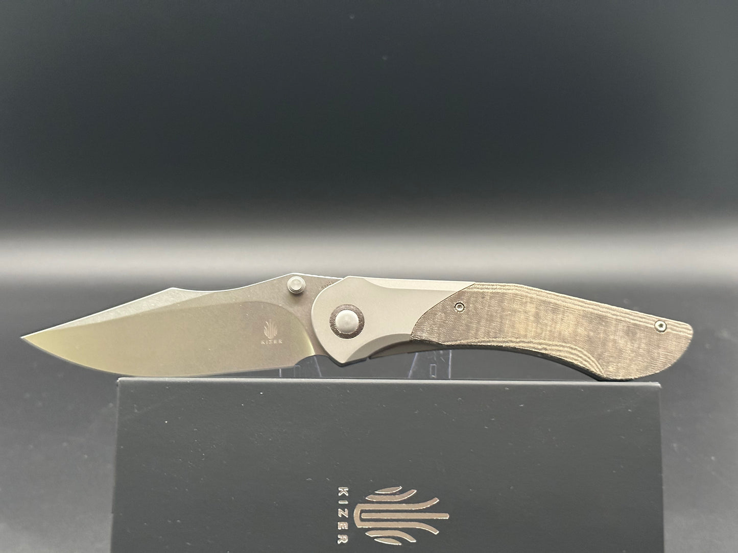 KIZER MYSTIC PAUL MUNKO POCKET KNIFE TITANIUM & MICARTA HANDLE