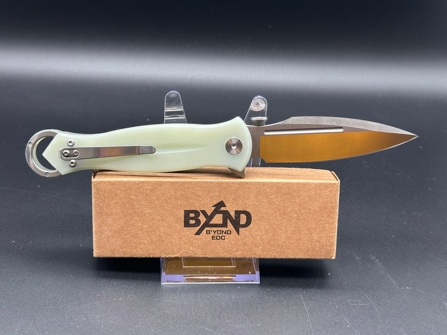 B'yond EDC Kibuga Liner Lock Knife Jade G-10 (3.75" Satin)