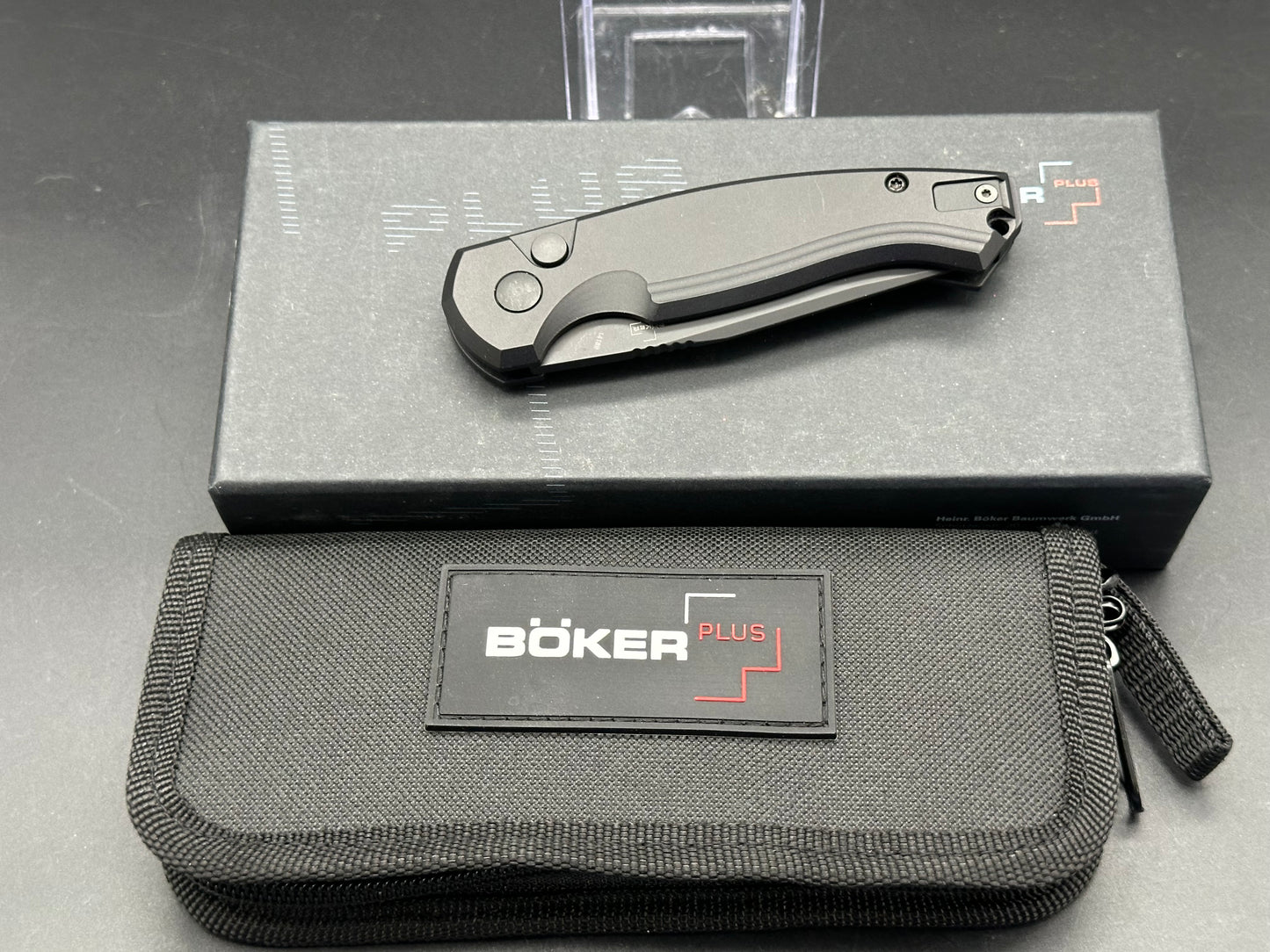 Boker Plus Vox Karakurt Automatic Knife Black Aluminum (3" Black)