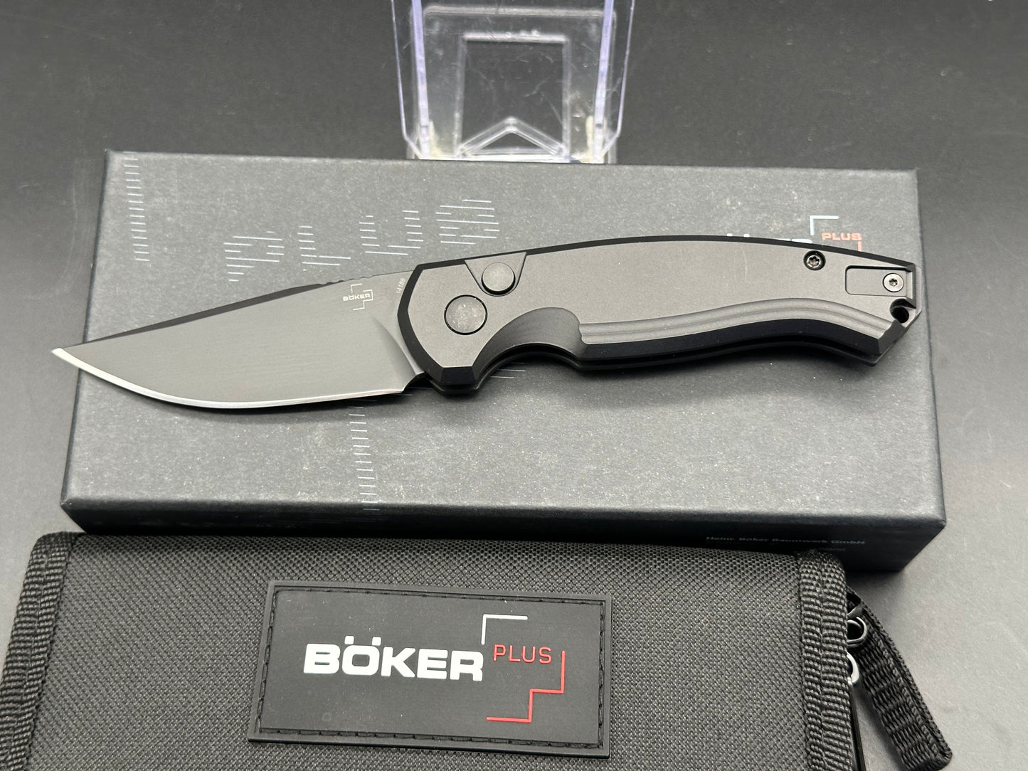 Boker Plus Vox Karakurt Automatic Knife Black Aluminum (3" Black)