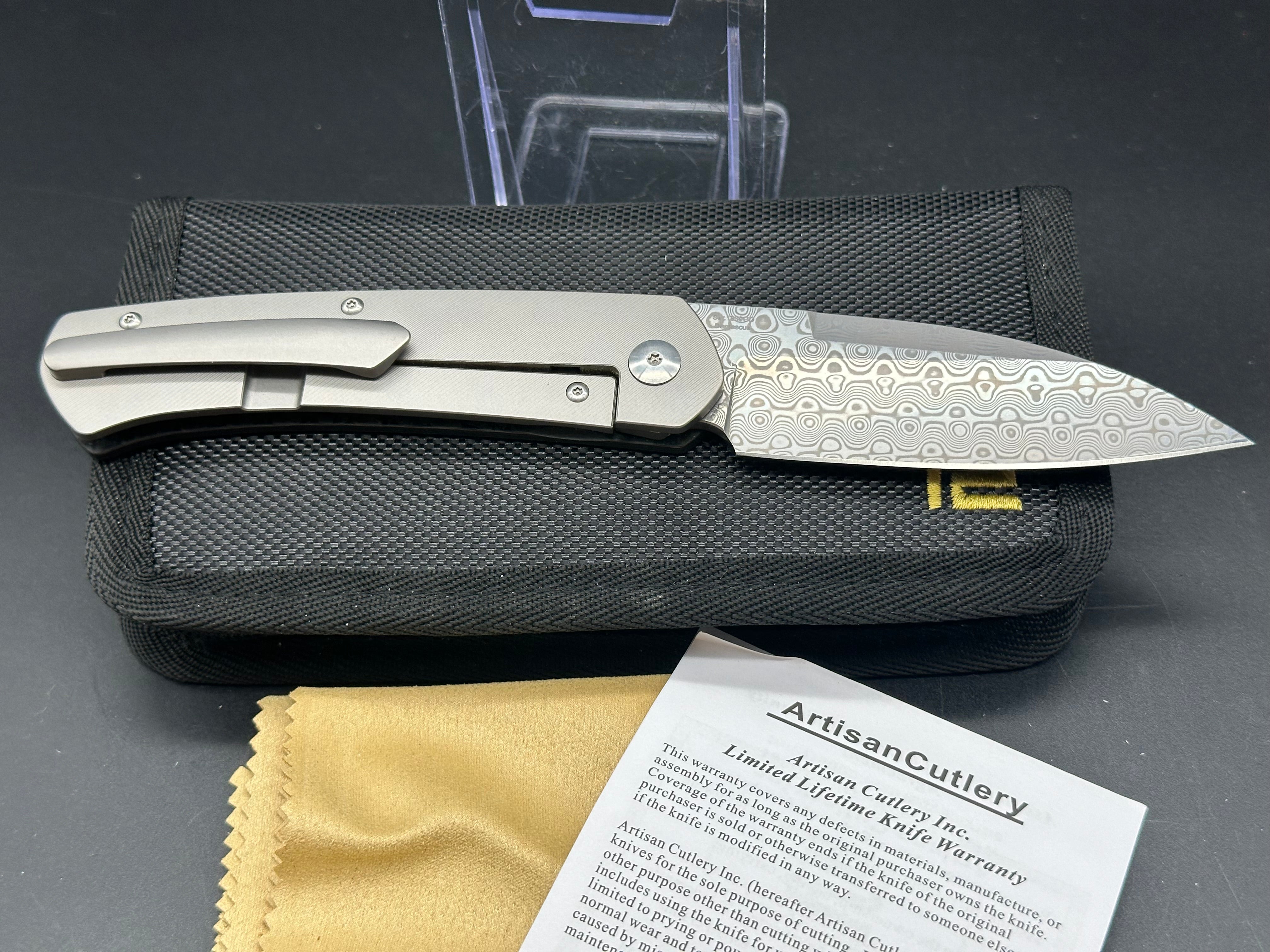 Artisan Cutlery Centauri Frame Lock knife Carbon Fiber (3.5 Damascus)