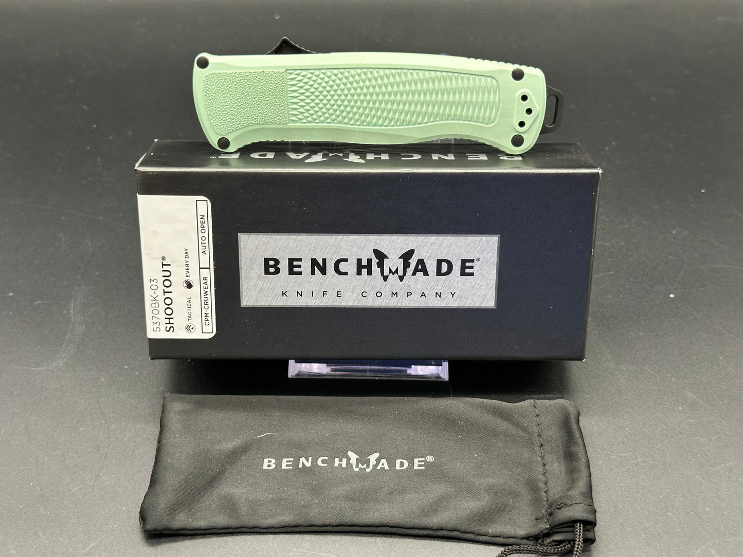 Benchmade Shootout OTF Automatic Knife Sea Foam Green (3.5" Black)