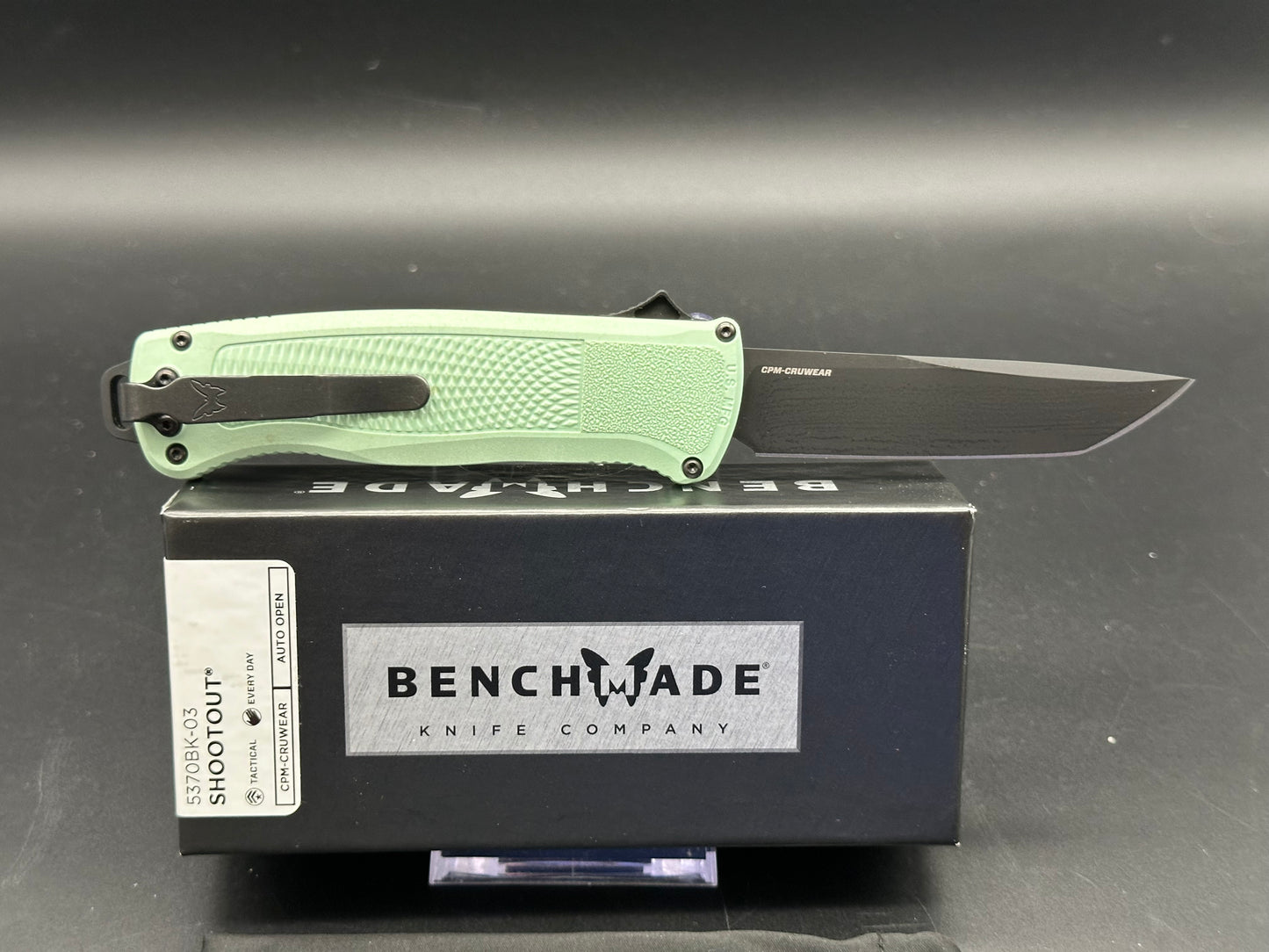 Benchmade Shootout OTF Automatic Knife Sea Foam Green (3.5" Black)