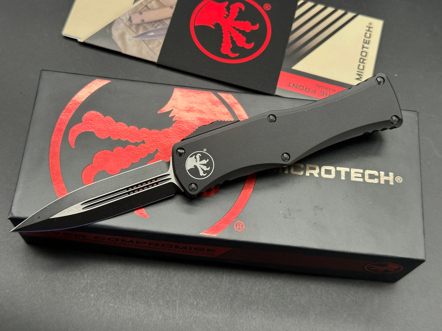 Microtech Hera D/E Auto Knife Dagger Black Aluminum (Factory Second)