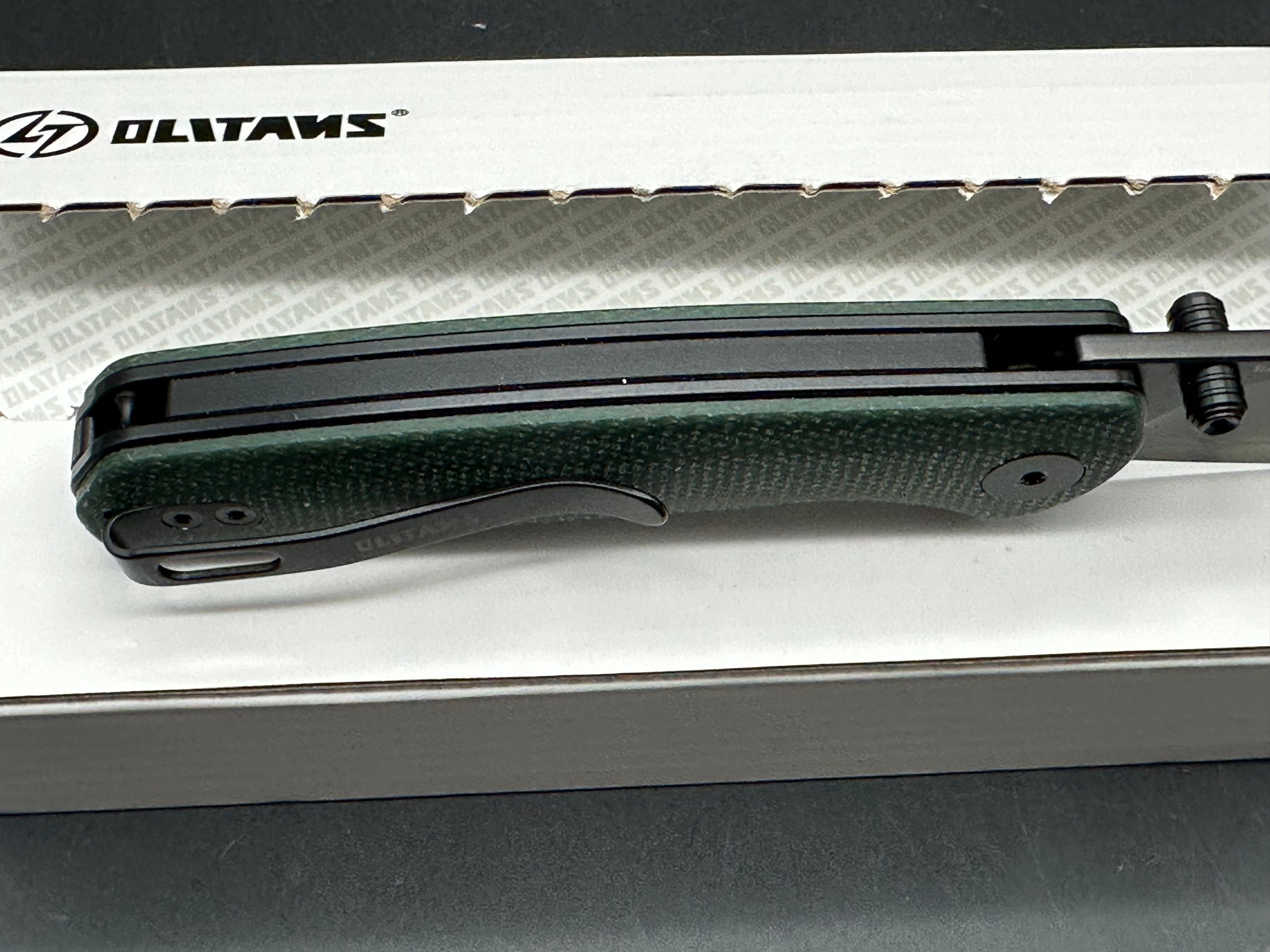 Olitans Gecko SE G080 (3.07''+SLD Magic+PVD+Green Micarta)-Liner Lock-thumb stud