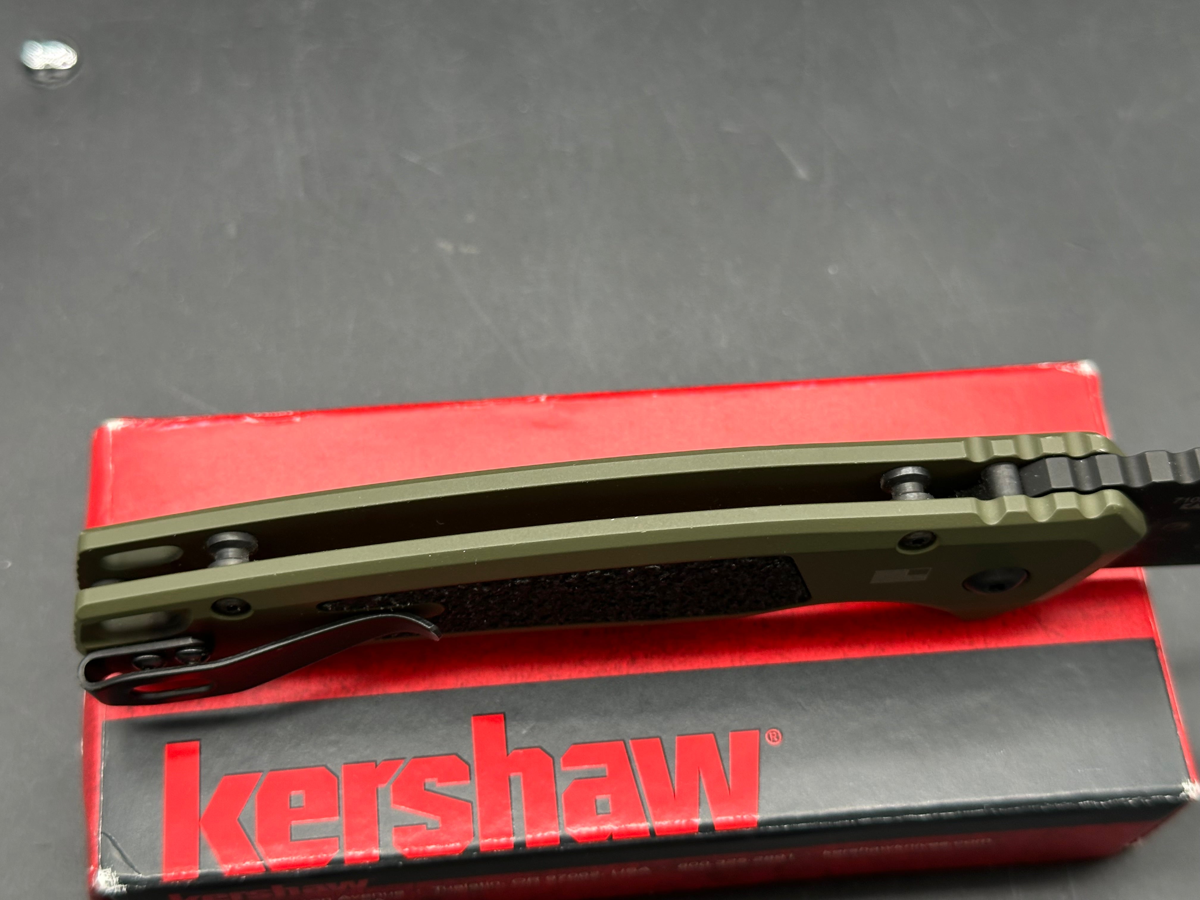 KERSHAW LAUNCH 16 SIDE OPENING AUTO KNIFE OLIVE/BLACK ALUMINUM HANDLE TANTO M4