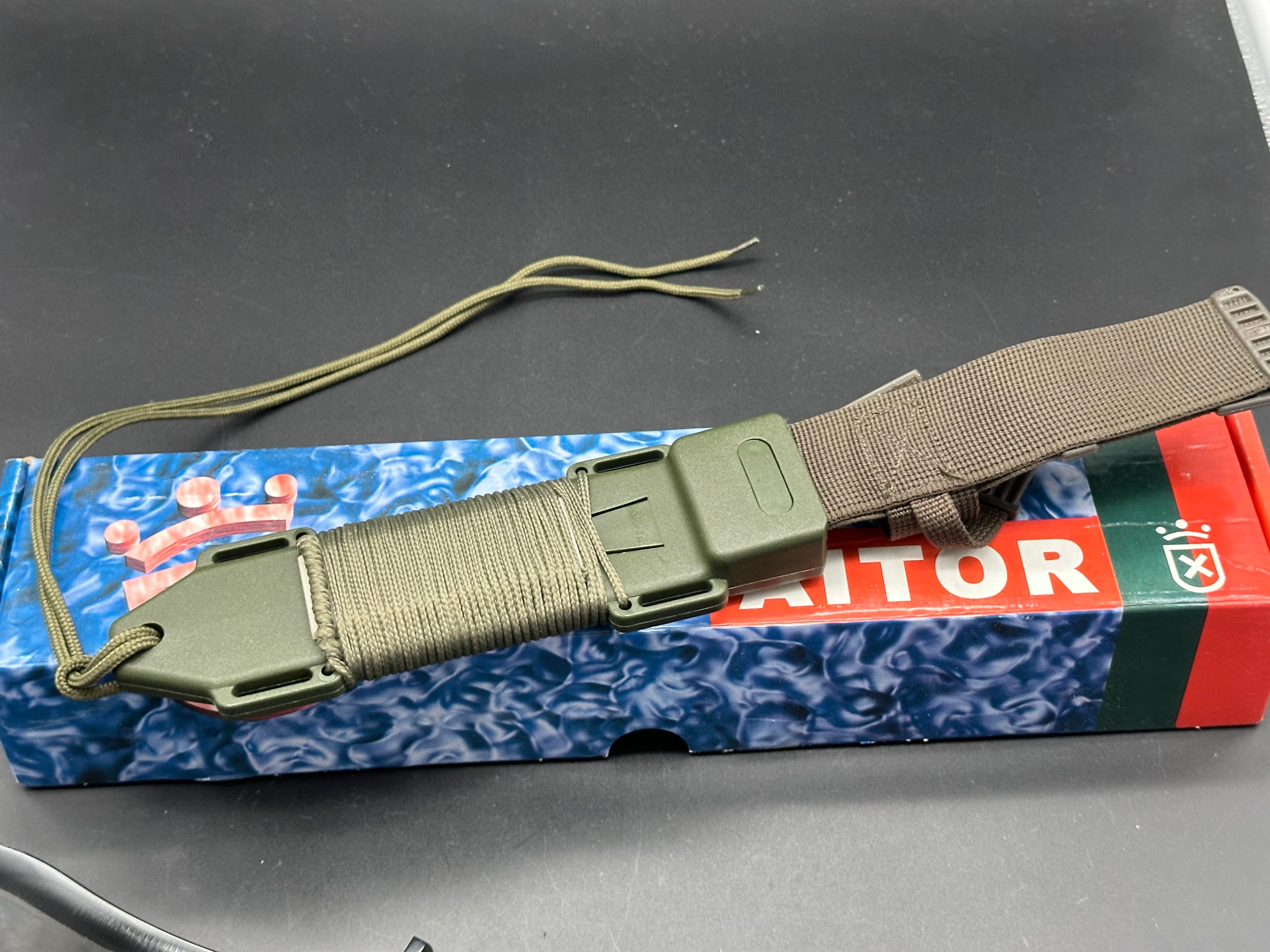 AITOR Oso Negro Fixed 7.25" Black Sawback Blade, OD Green Polymer Handle and Hard Nylon Sheath