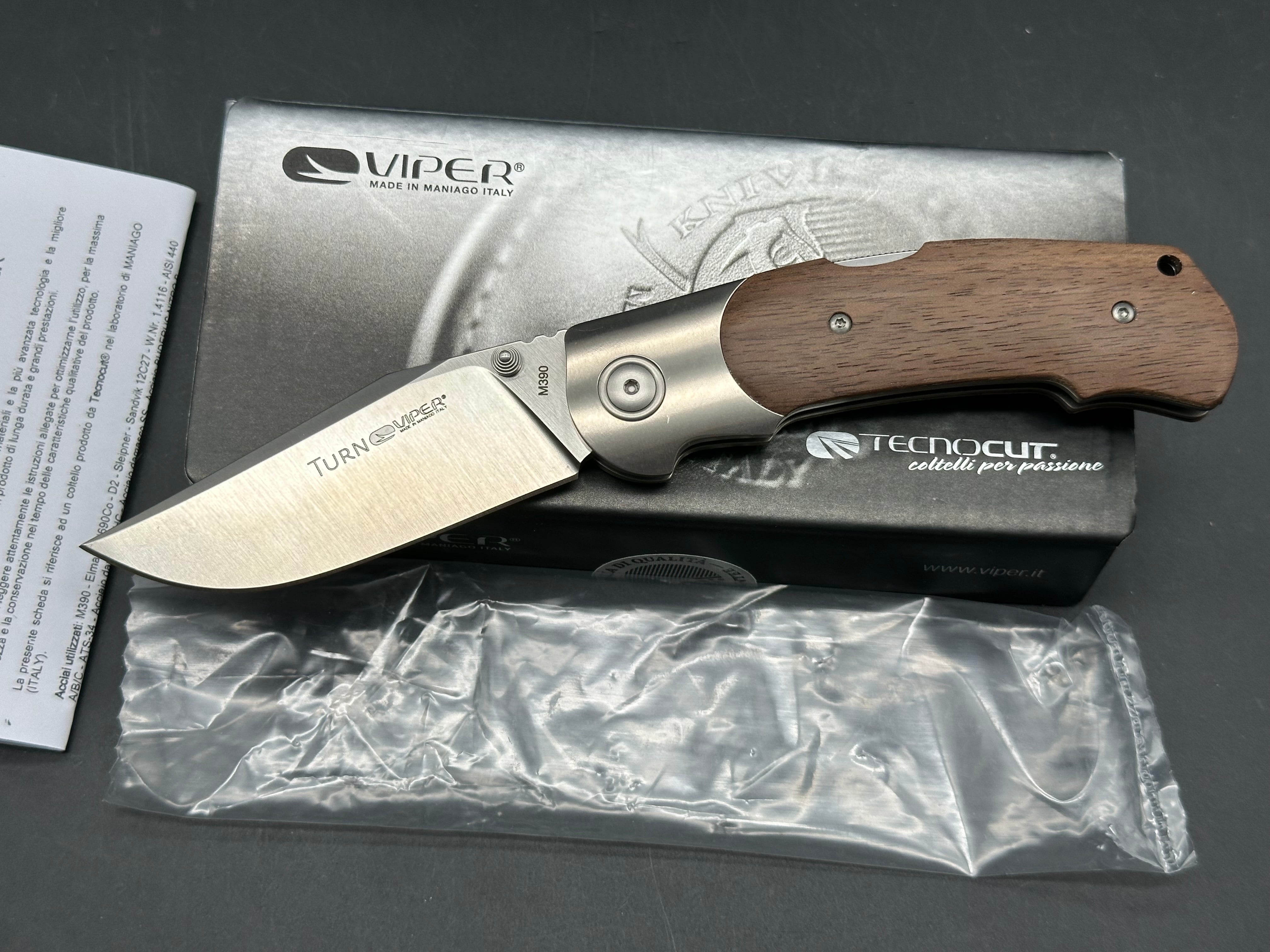Viper Turn Walnut/Ti Handle, 3.23" M390 Blade