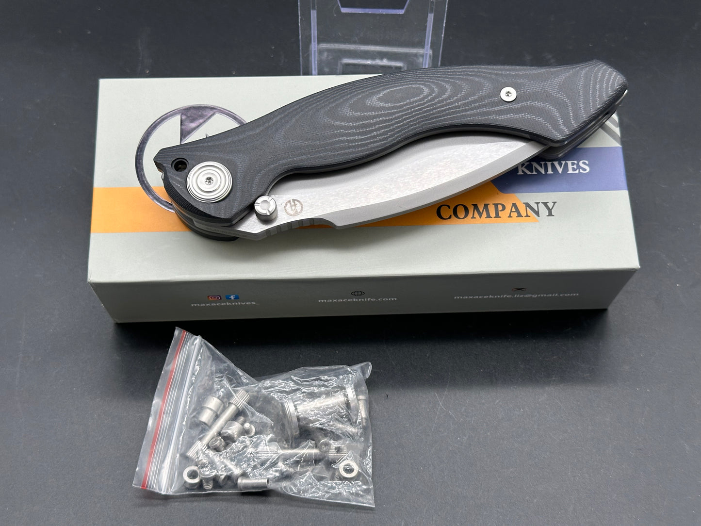 MAXACE VORTEX-S FOLDING KNIFE BLACK MICARTA HANDLE SLD-MAGIC PLAIN EDGE