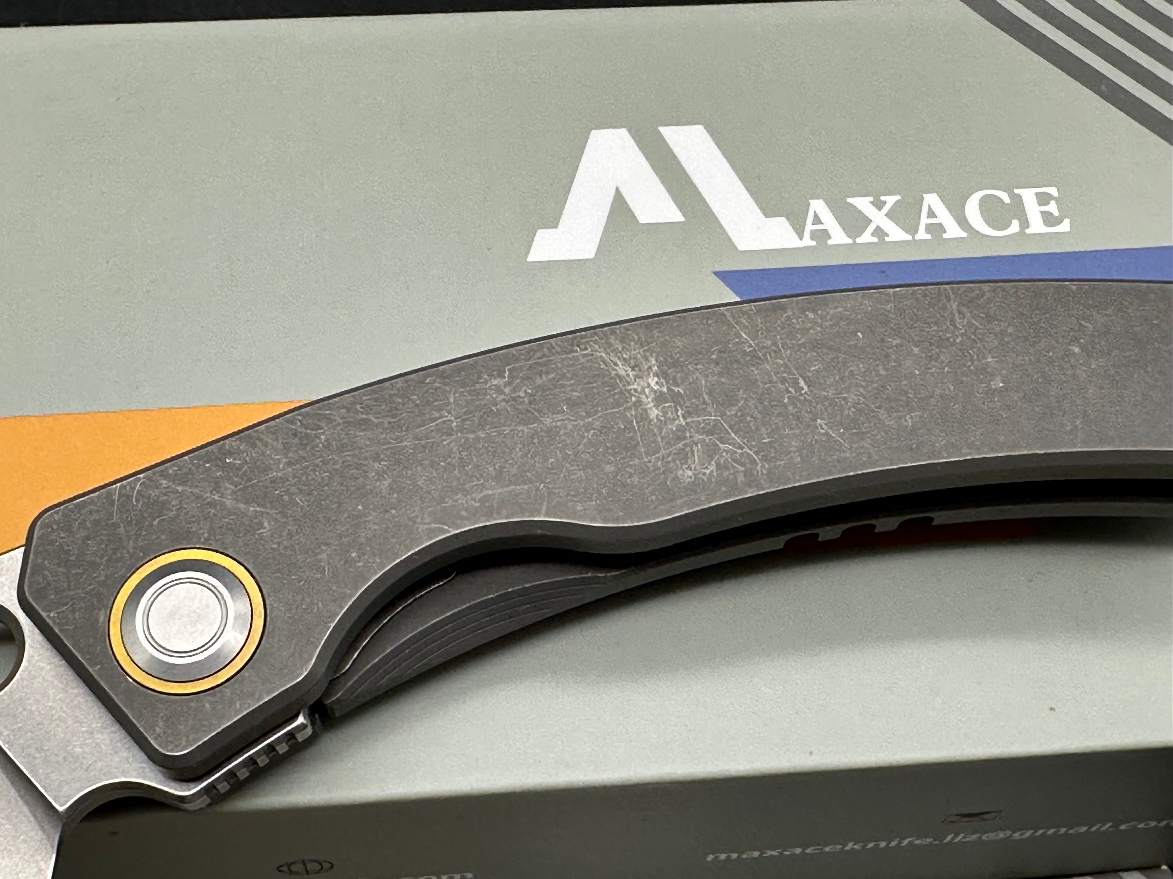 Maxace Black Mirror Solid Titanium Handle, 3.28" CPM-S90v Blade